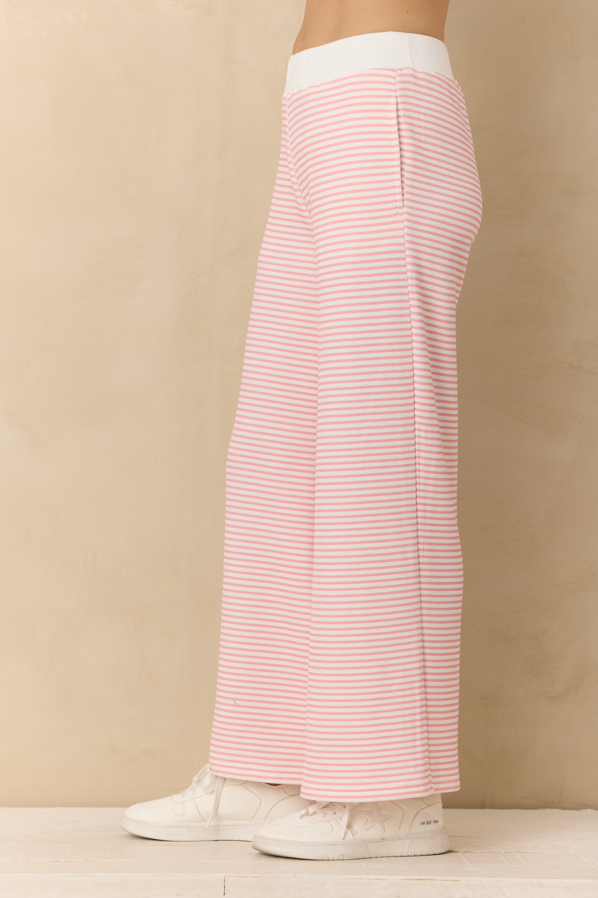 Striped Cloud Fleece Wide Leg Pant