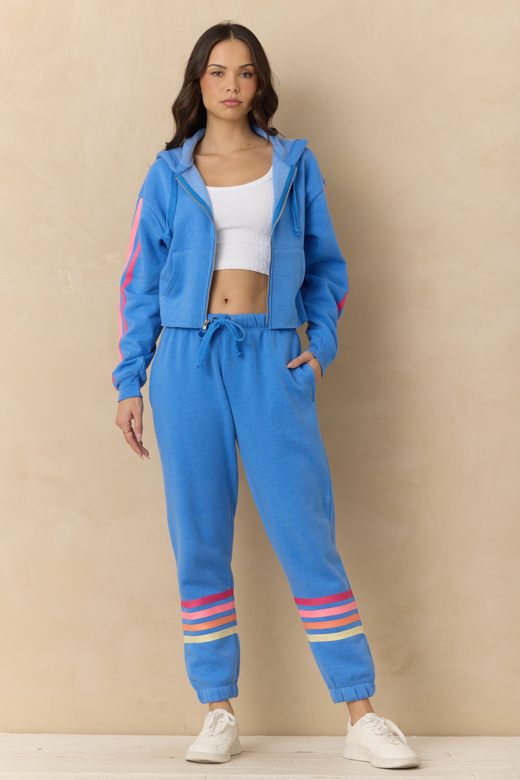Stripe Heather Fleece Zip-Up