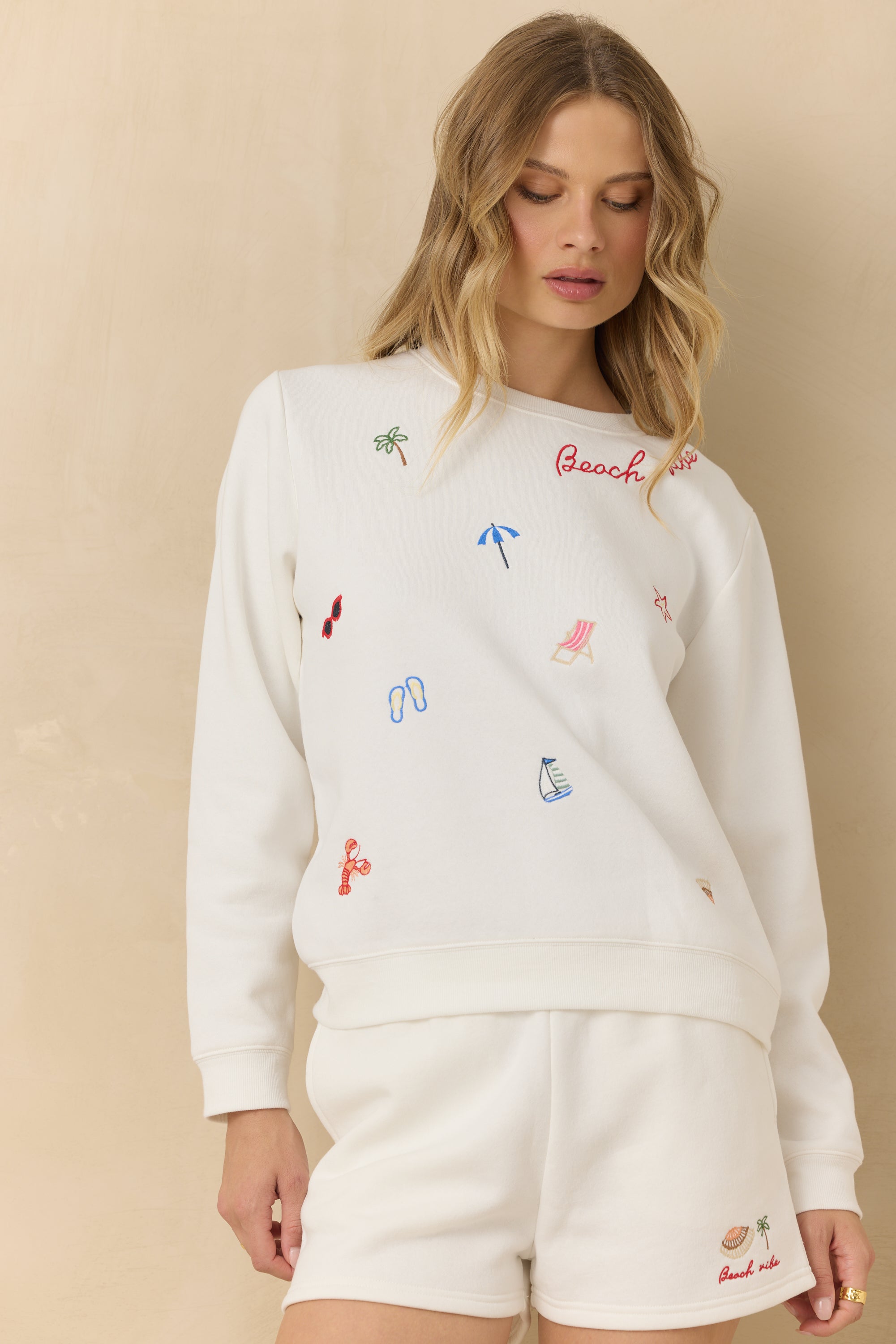 Vintage Fleece All-Over Embroidered Crewneck