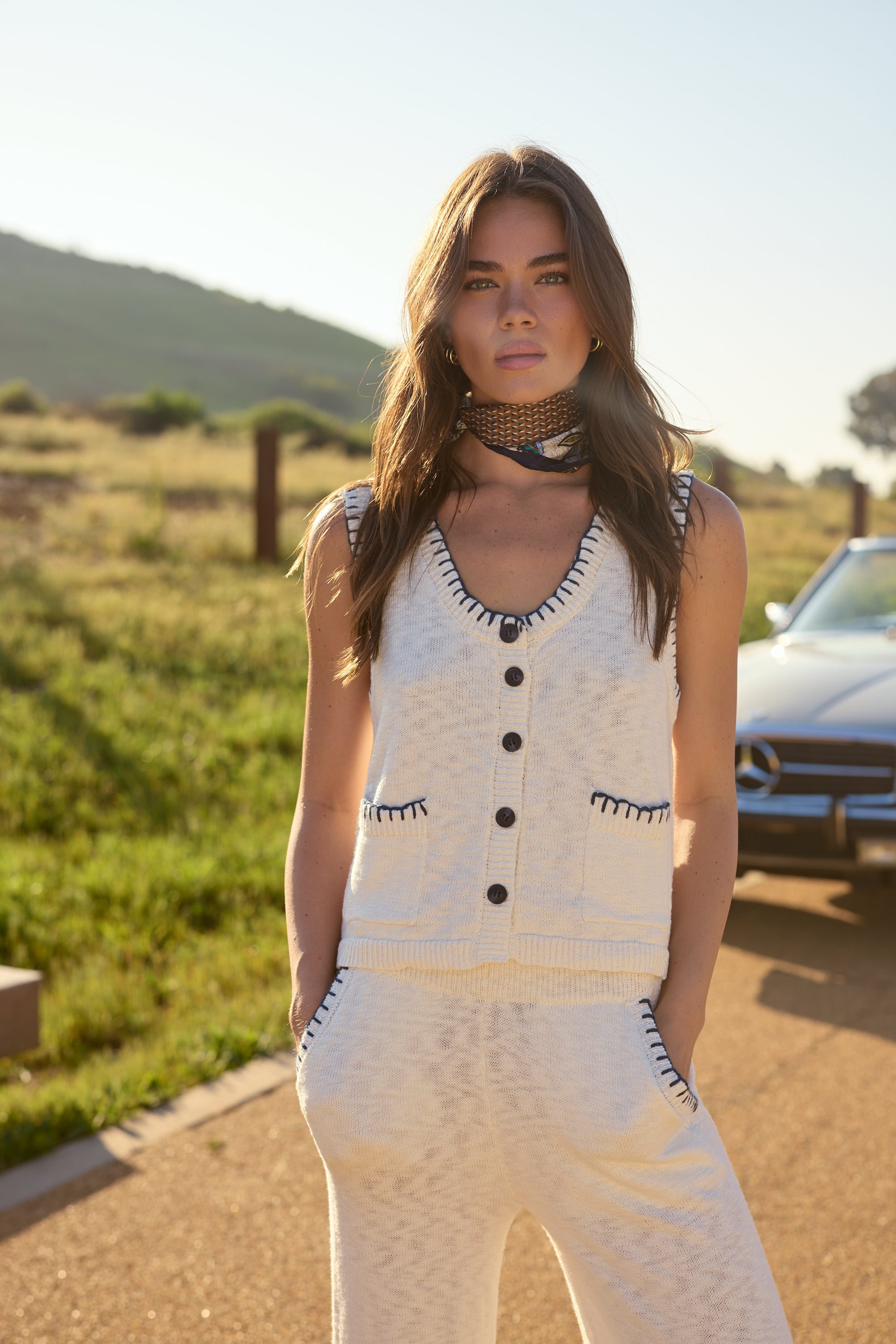 Knit Vest with Whipstitch