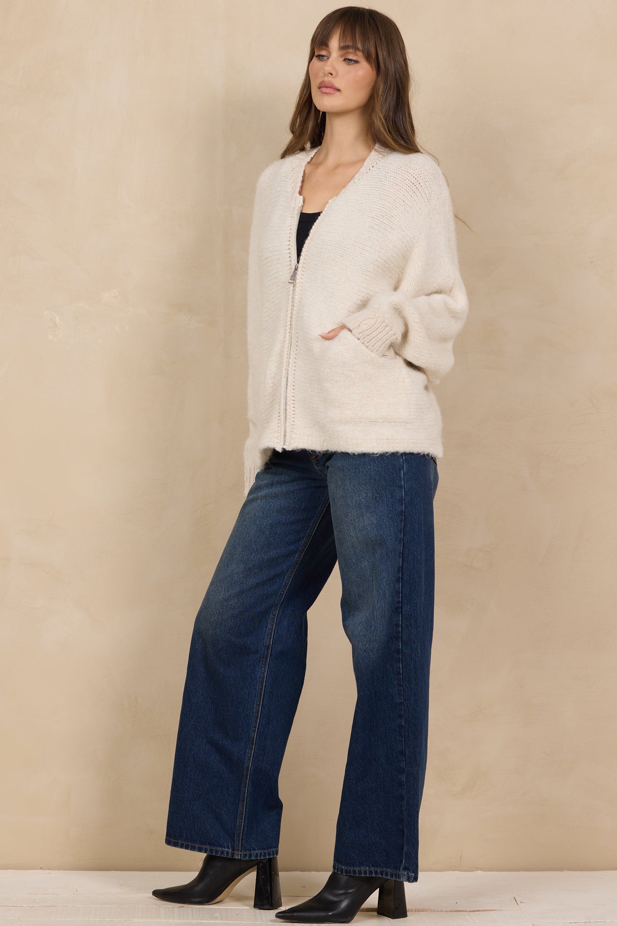 ZIP FRONT LE SOLEIL SWEATER