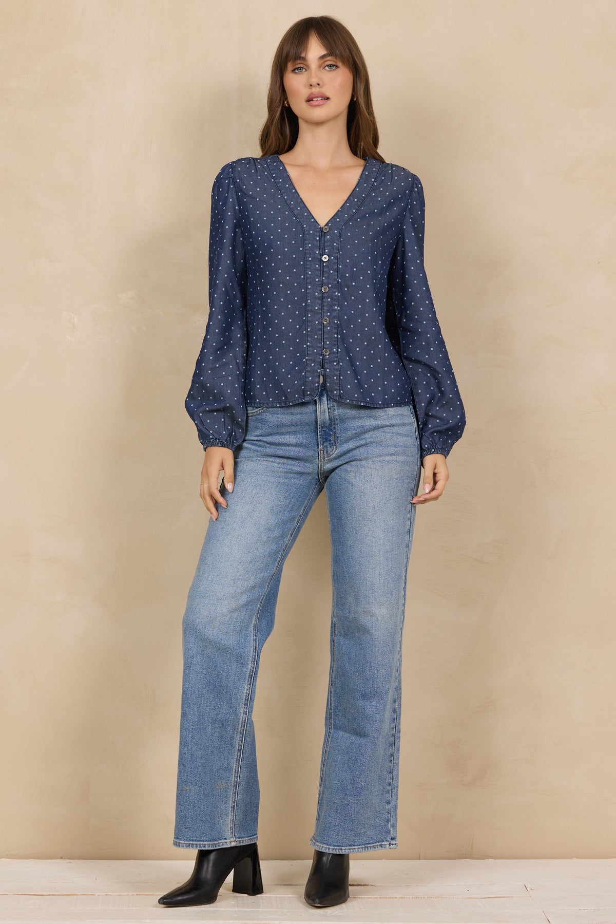 Tencel Button Front Top
