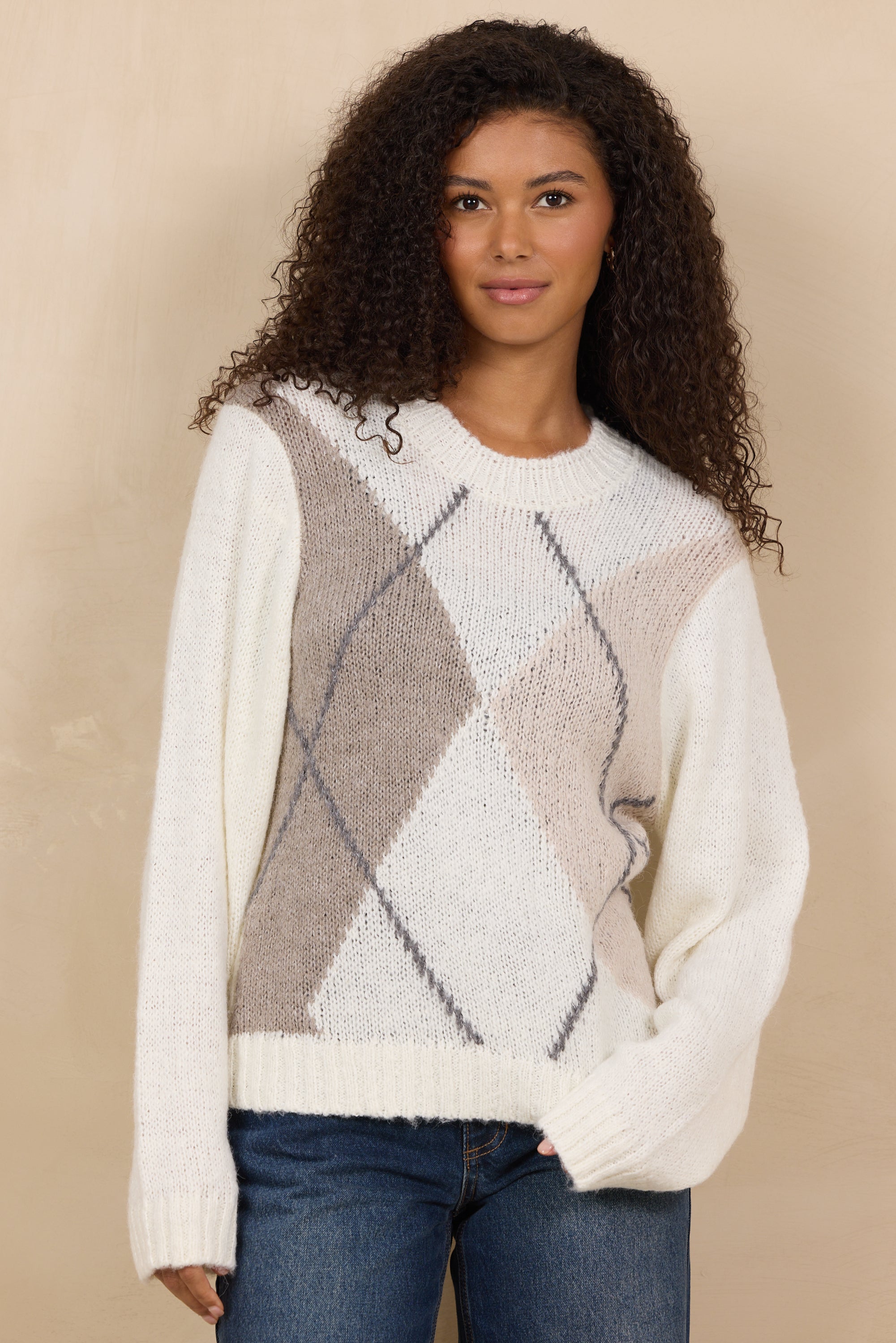 Argyle Intarsia Crew Sweater