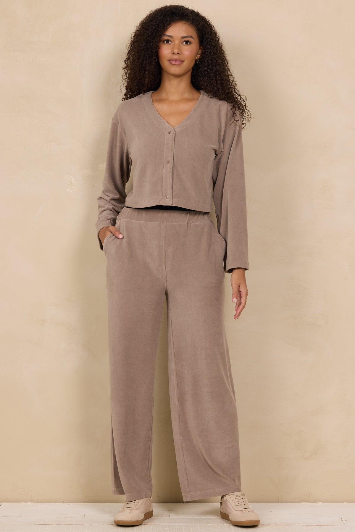 Luxe Cord Cardigan 2 Piece Set in Cocoa Bundle from Vintage Havana, view 3