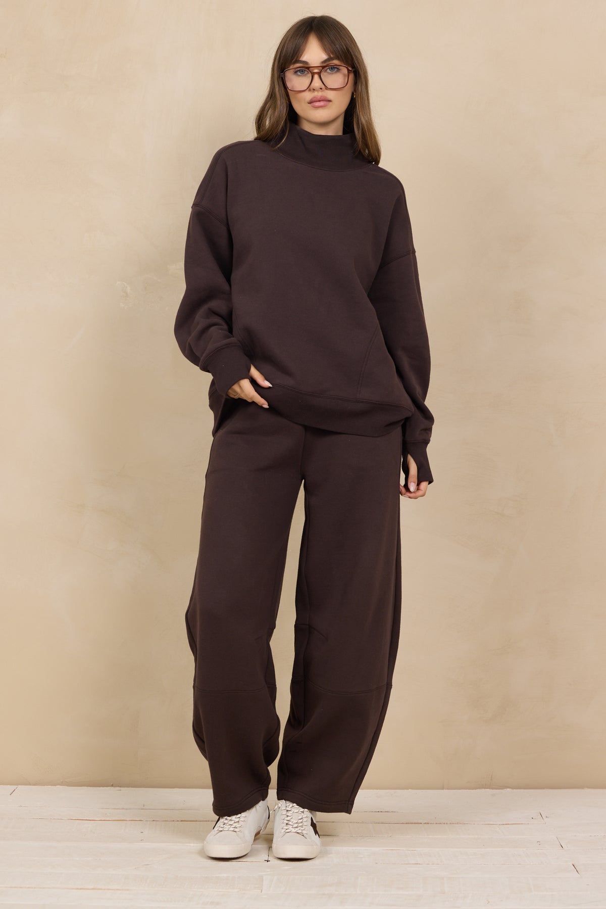 Soft Surf Wash Mockneck 2-Piece Set in Brownie
