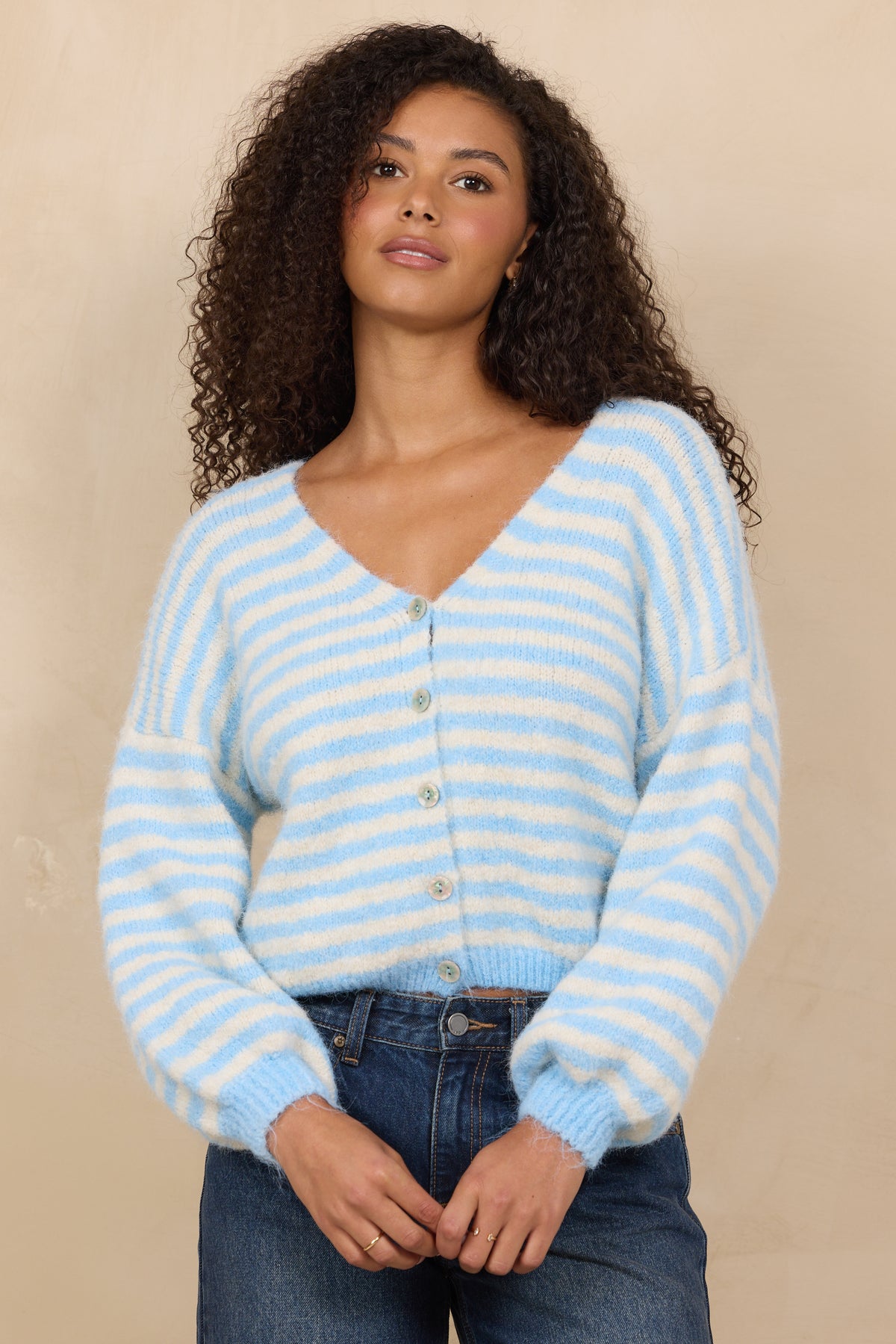 CROPPED STRIPE CARDIGAN