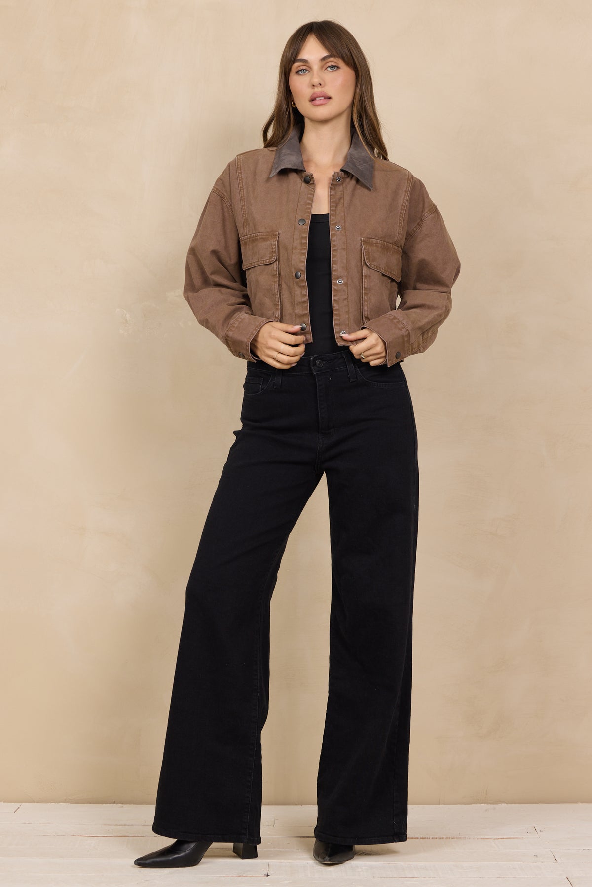 Twill Barn Jacket w/ Suede Collar