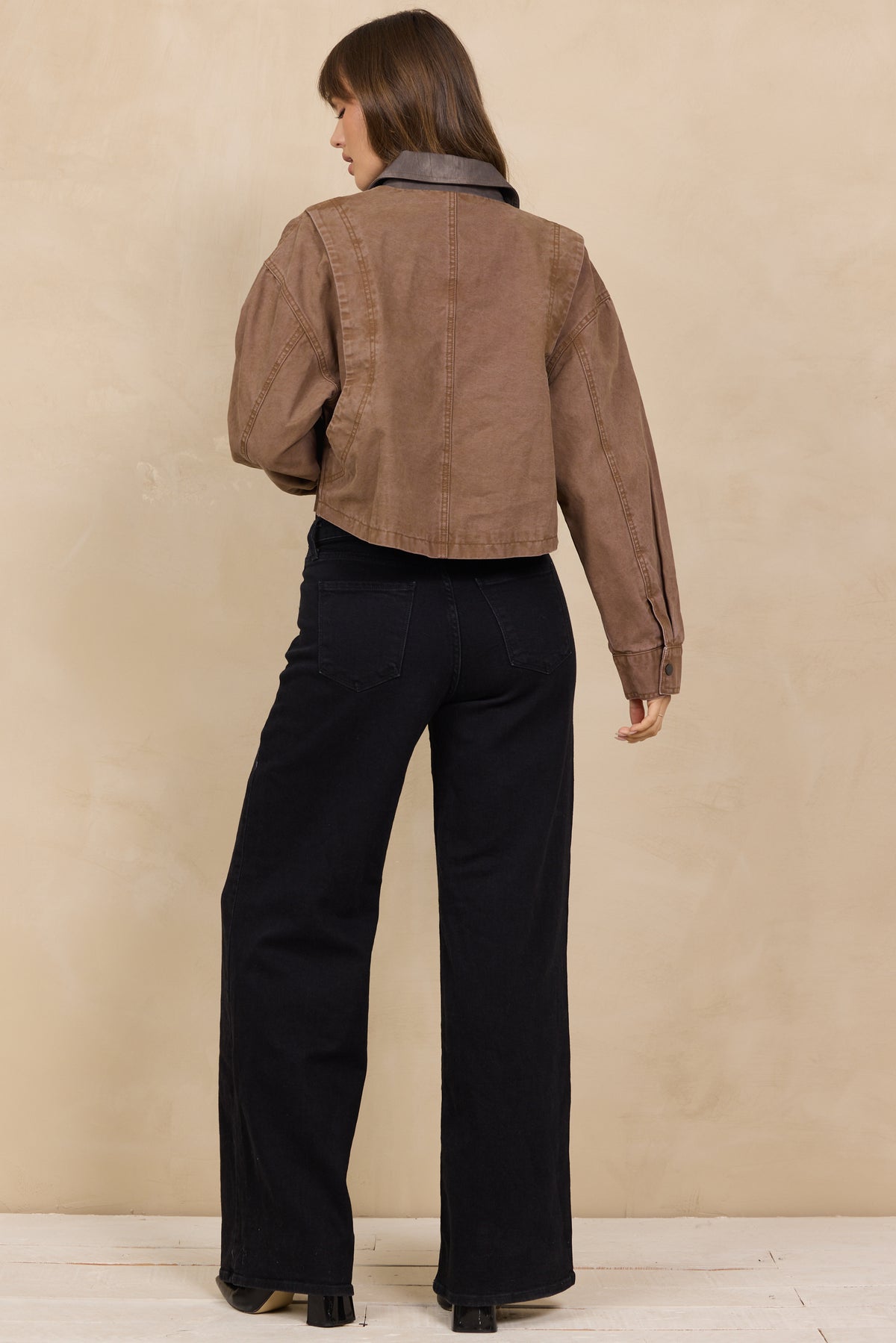 Twill Barn Jacket w/ Suede Collar