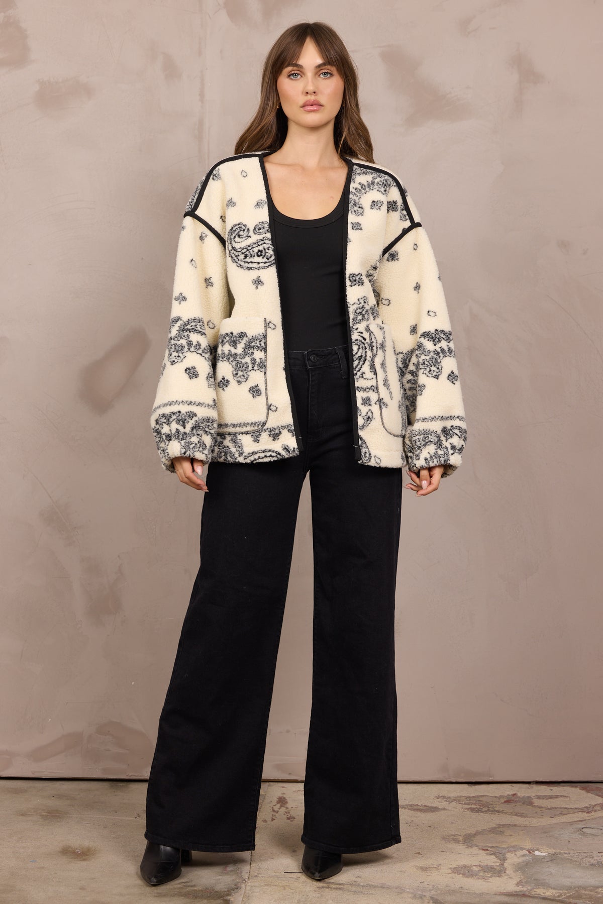 PRINTED SHERPA JACKET