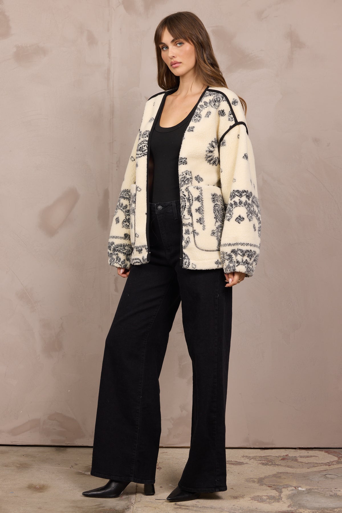 PRINTED SHERPA JACKET
