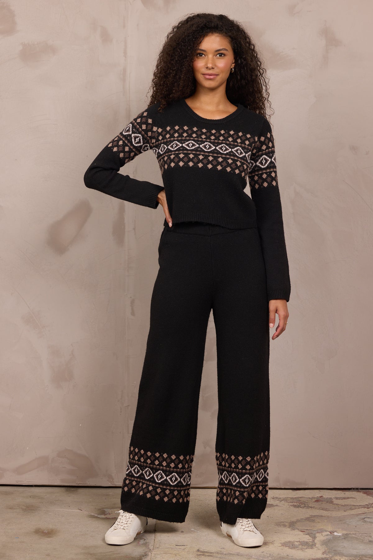Fair Isle 2-Piece Set in Black