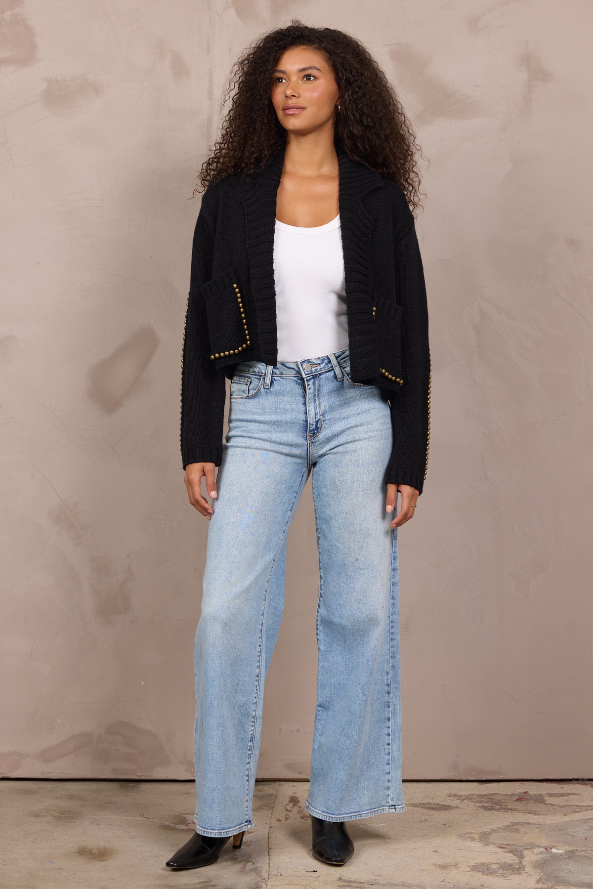 Sweater Blazer w/ Stud Details