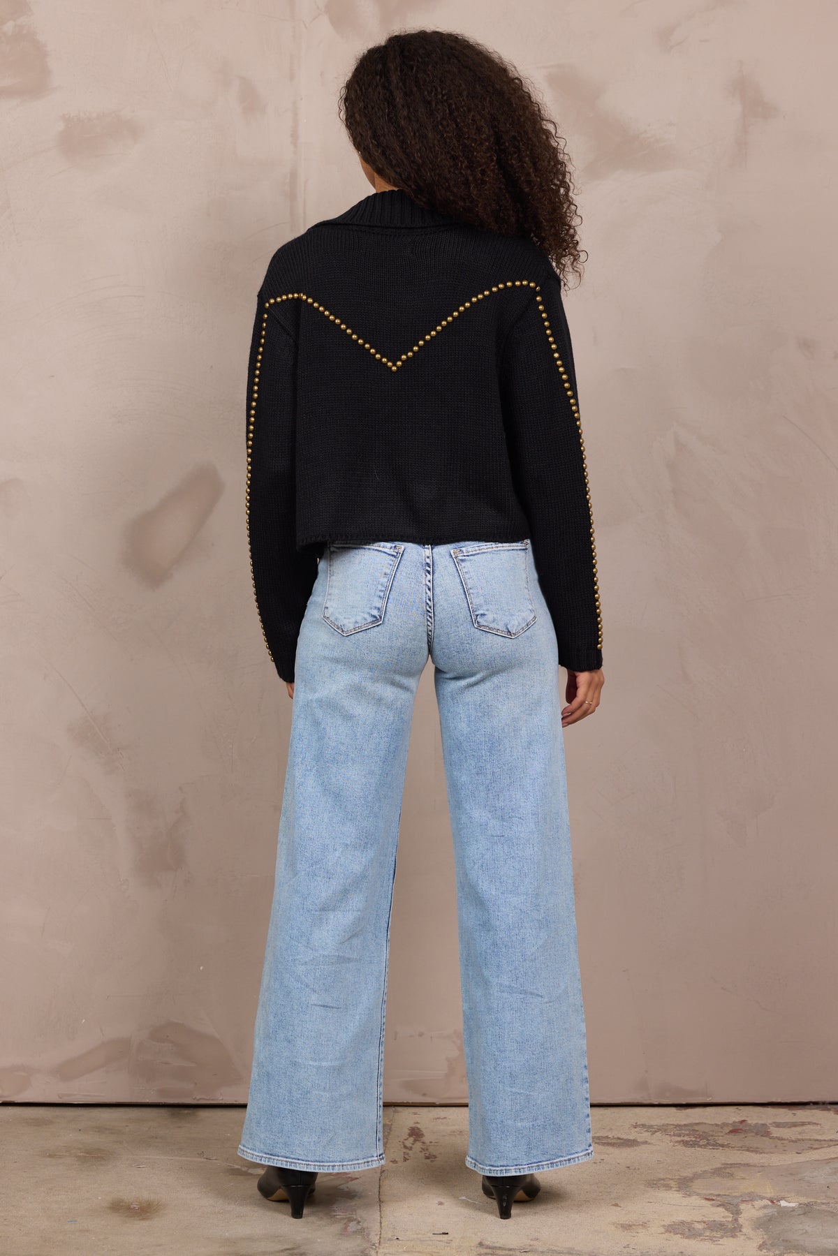 Sweater Blazer w/ Stud Details