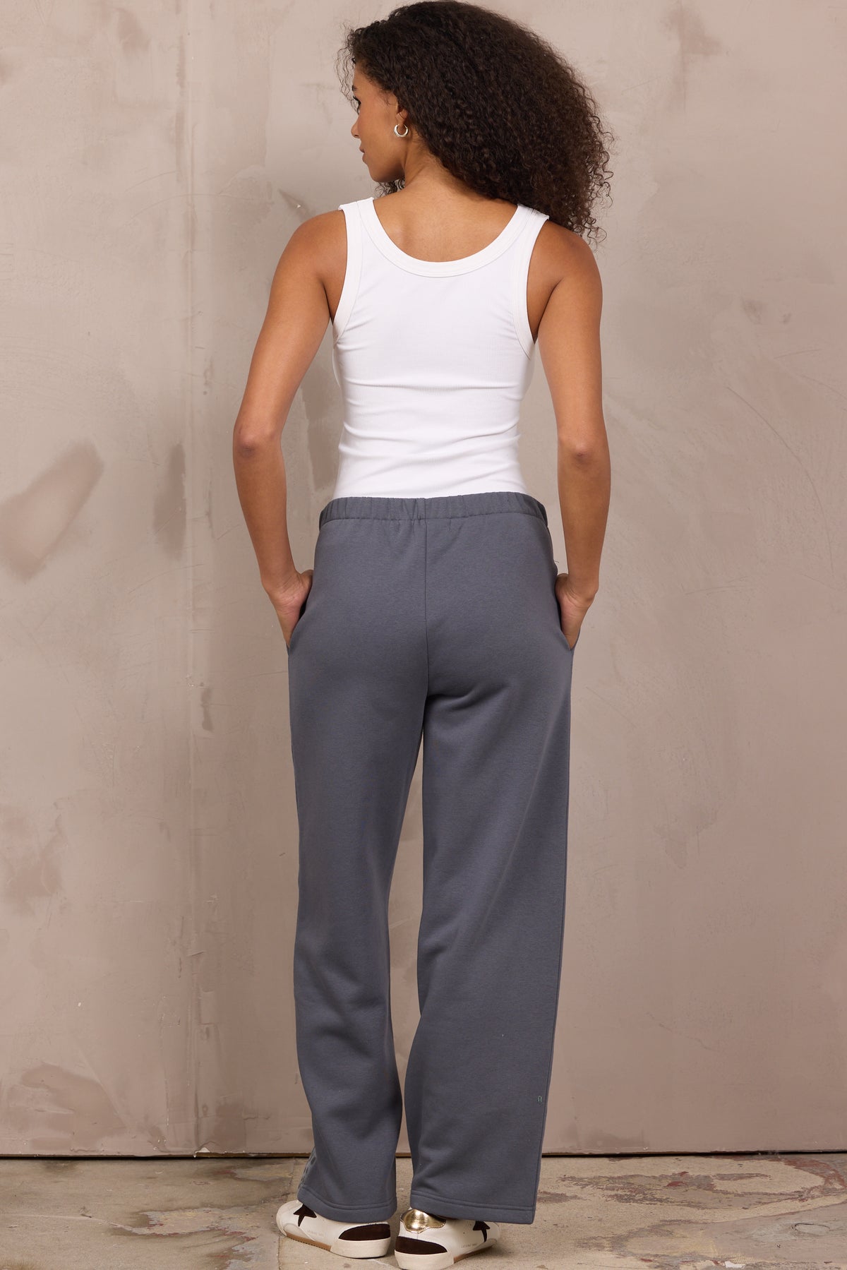 Fleece Wide Leg Pant w/ Leopard Trim