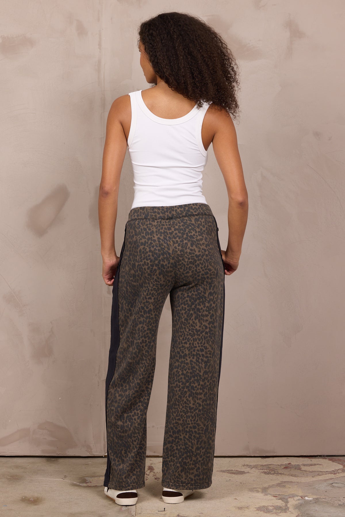 Printed Suede Terry Wide Leg Pant