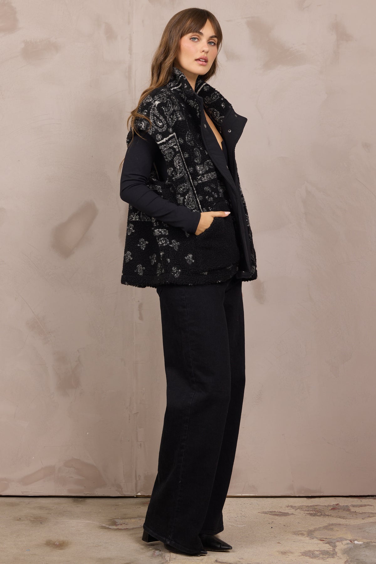 Printed Sherpa Vest