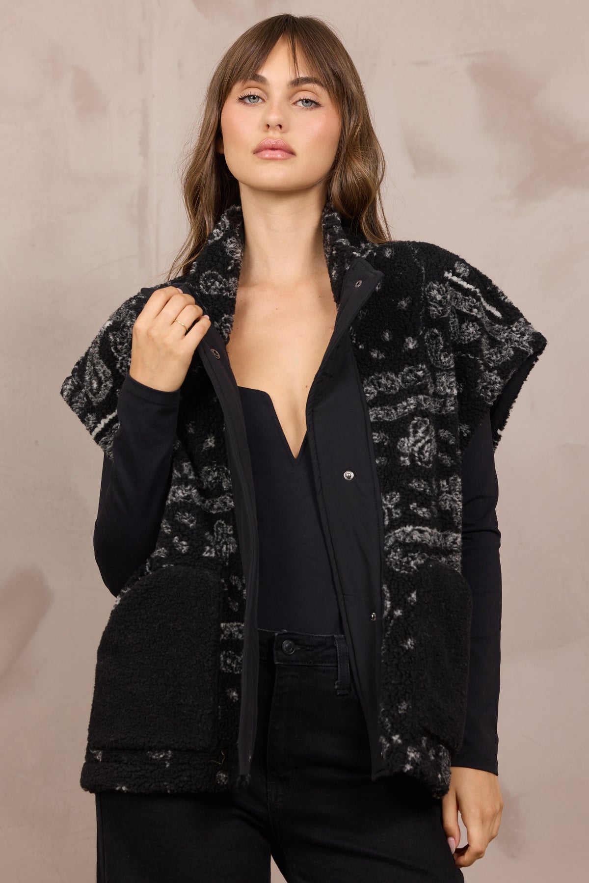Printed Sherpa Vest