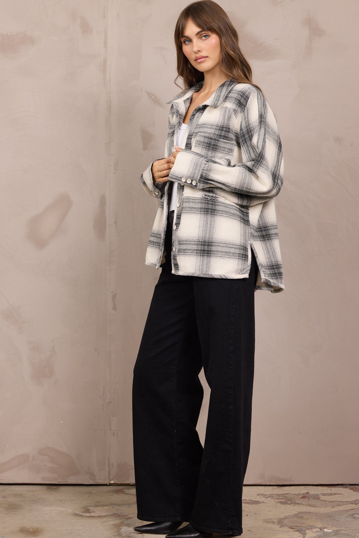 Waffle Button Up