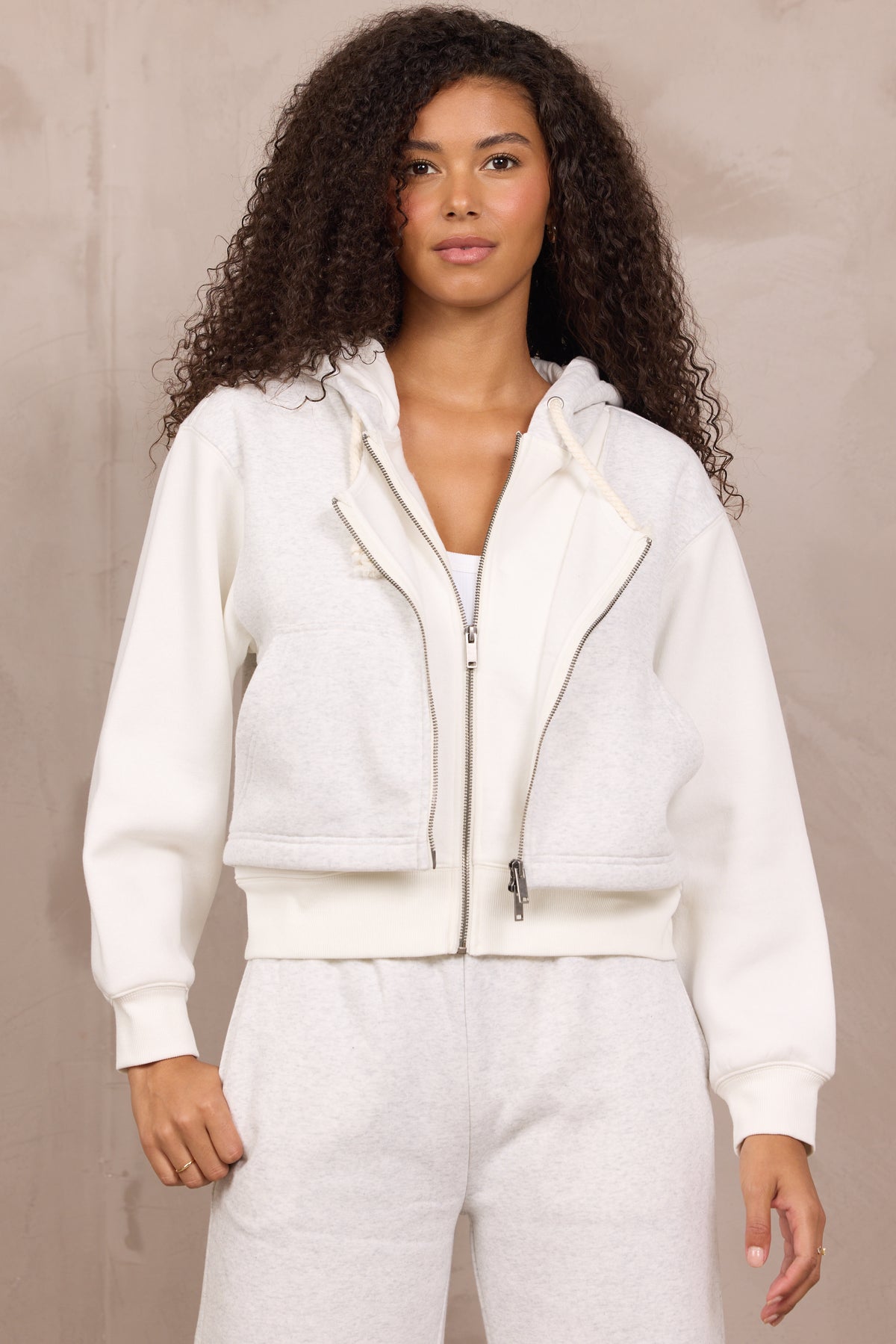 COLORBLOCK VINTAGE FLEECE CROP ZIP