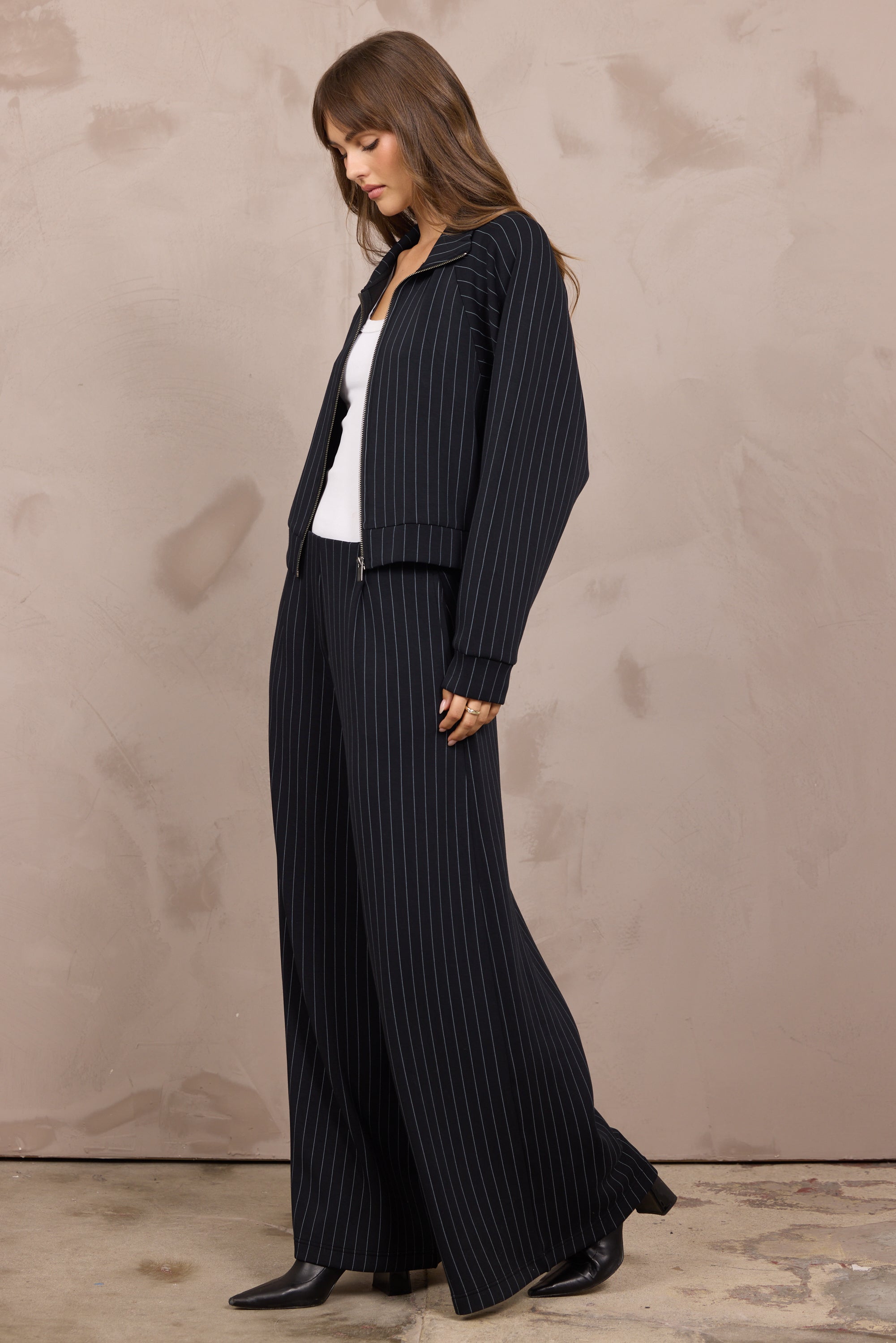 Raglan Full Zip Up & Pleated Pant Set