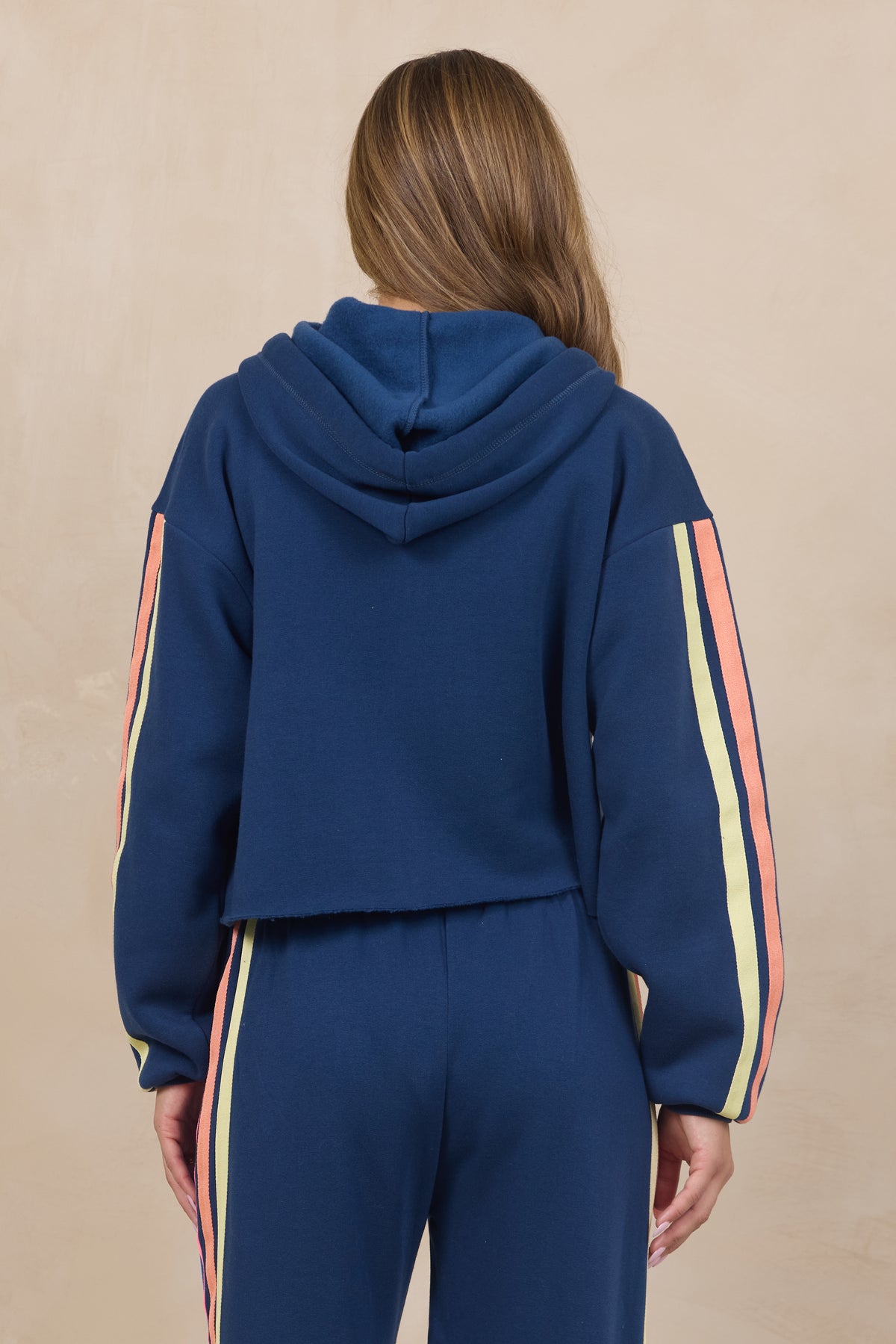 Stripe Heather Fleece Zip Hoodie