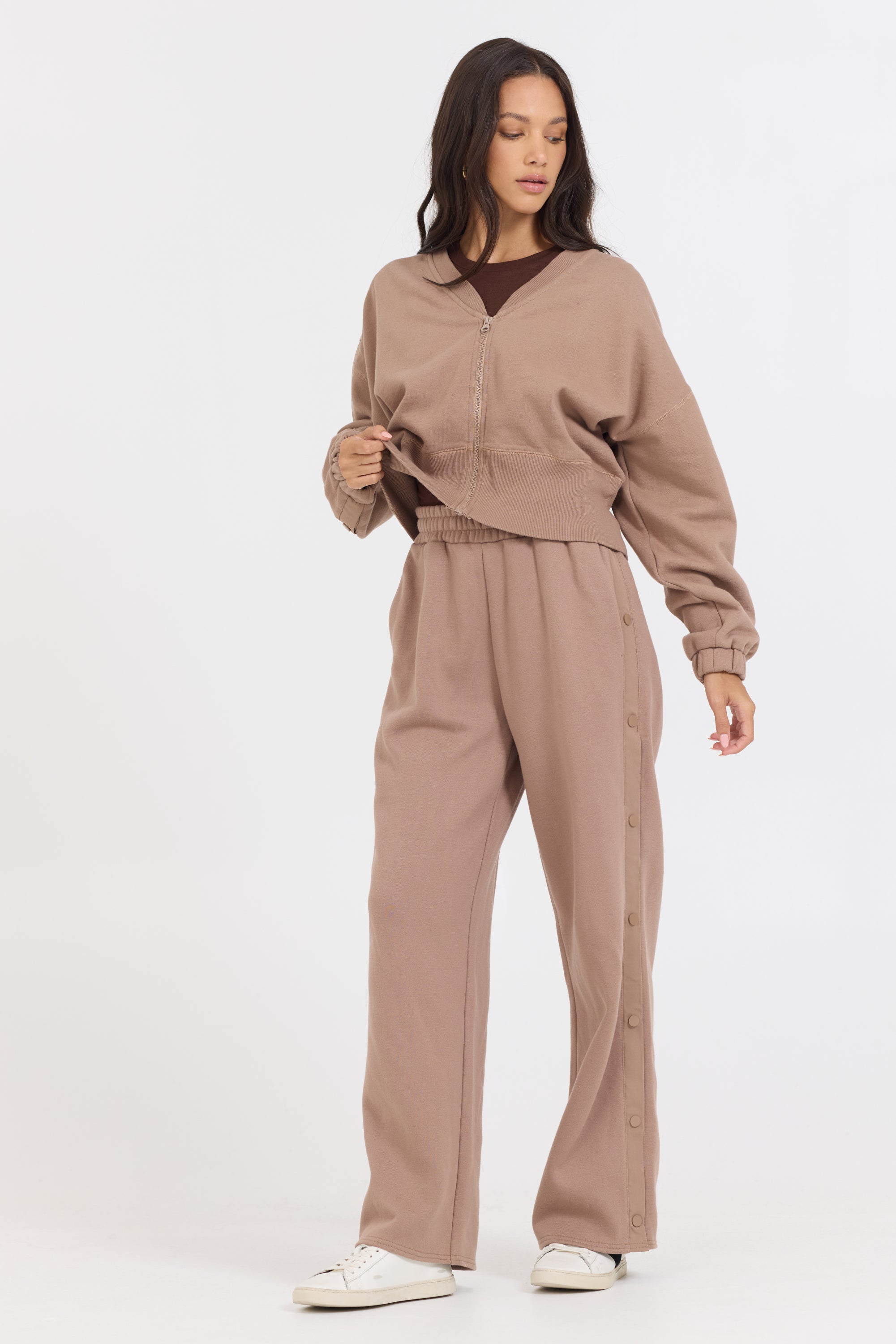 Caramel Latte Brushed Fleece Snap Pant