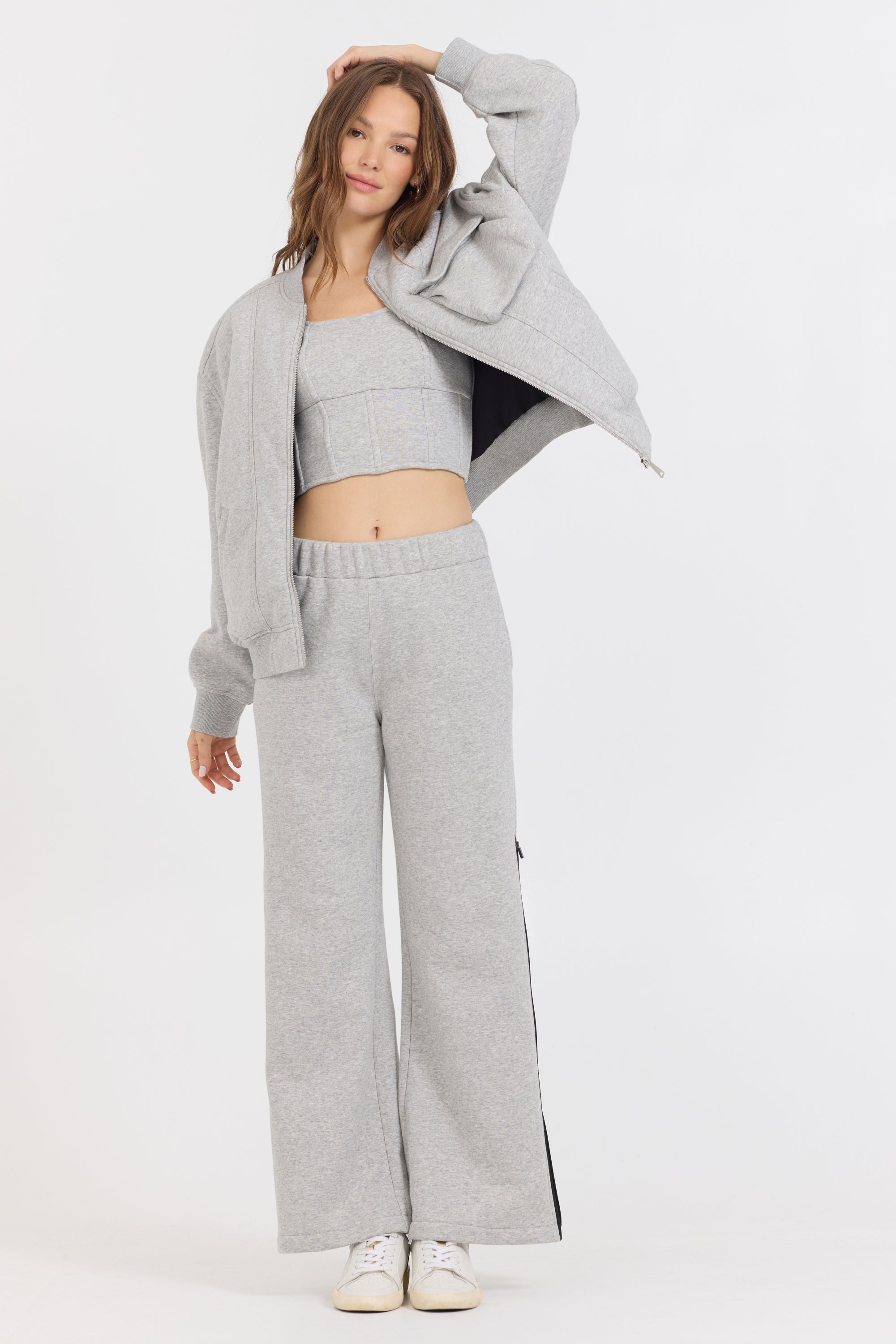 Pure Grey Bomber + Pant + Corset 3-Piece Set