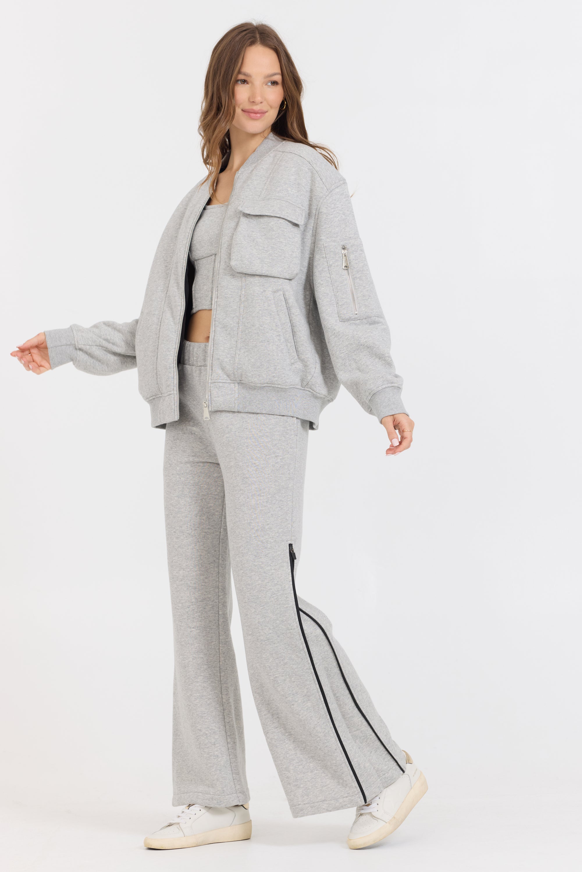 Pure Grey Bomber + Pant + Corset 3-Piece Set