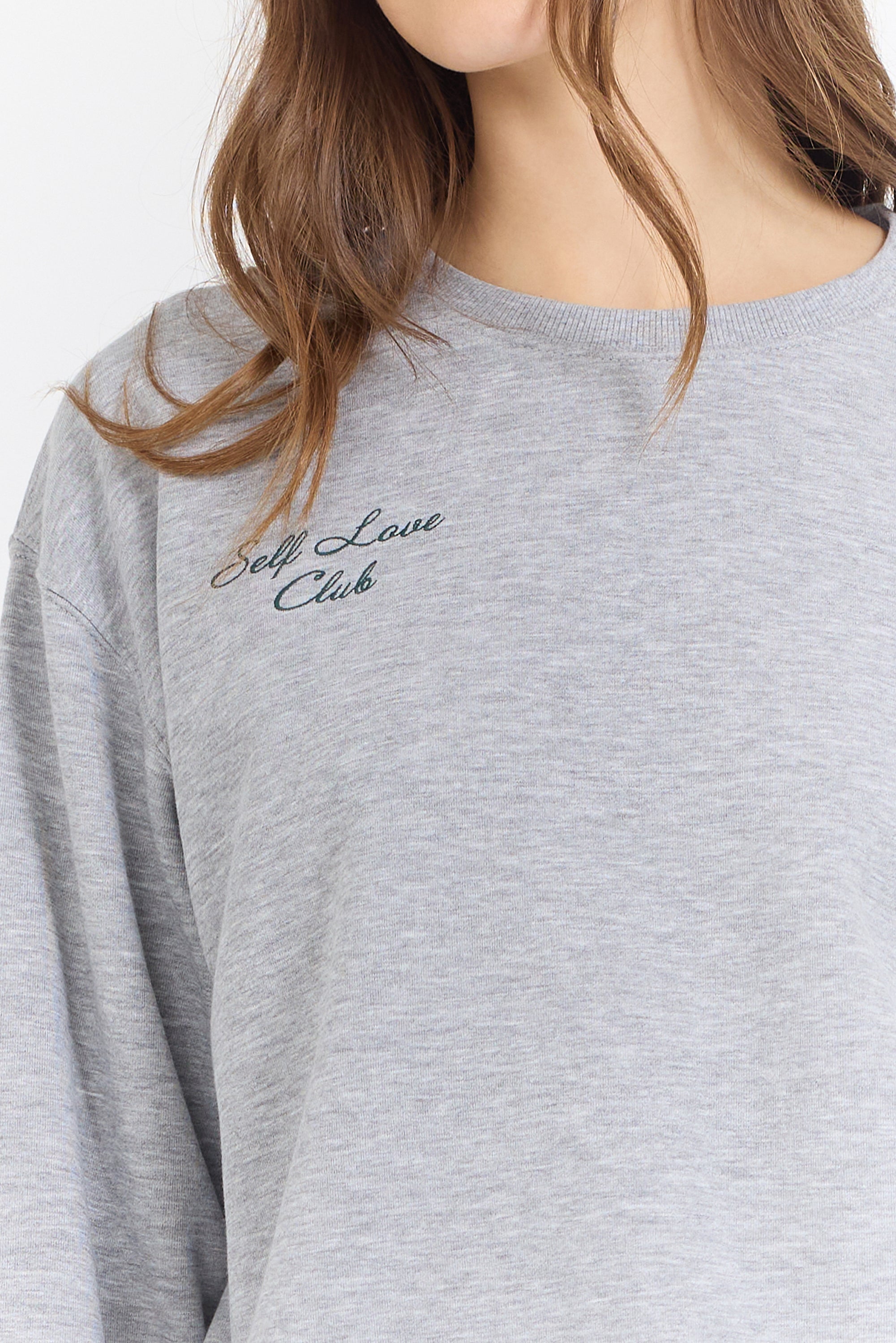 Heather Grey Essential Fleece Crew W/ Self Love Club Crewneck