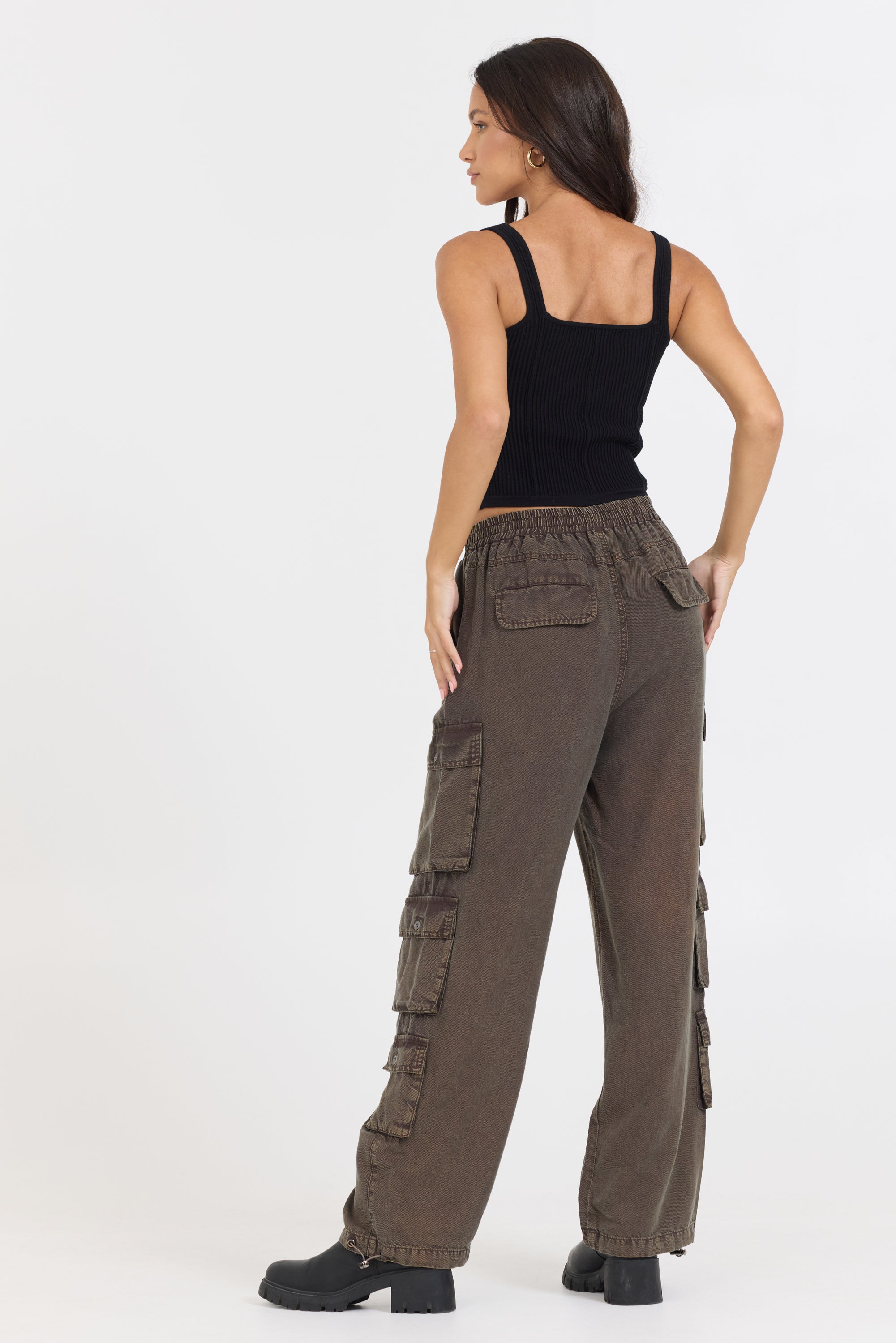 Brown Tencel Cargo Pant Pants from Vintage Havana, view 5