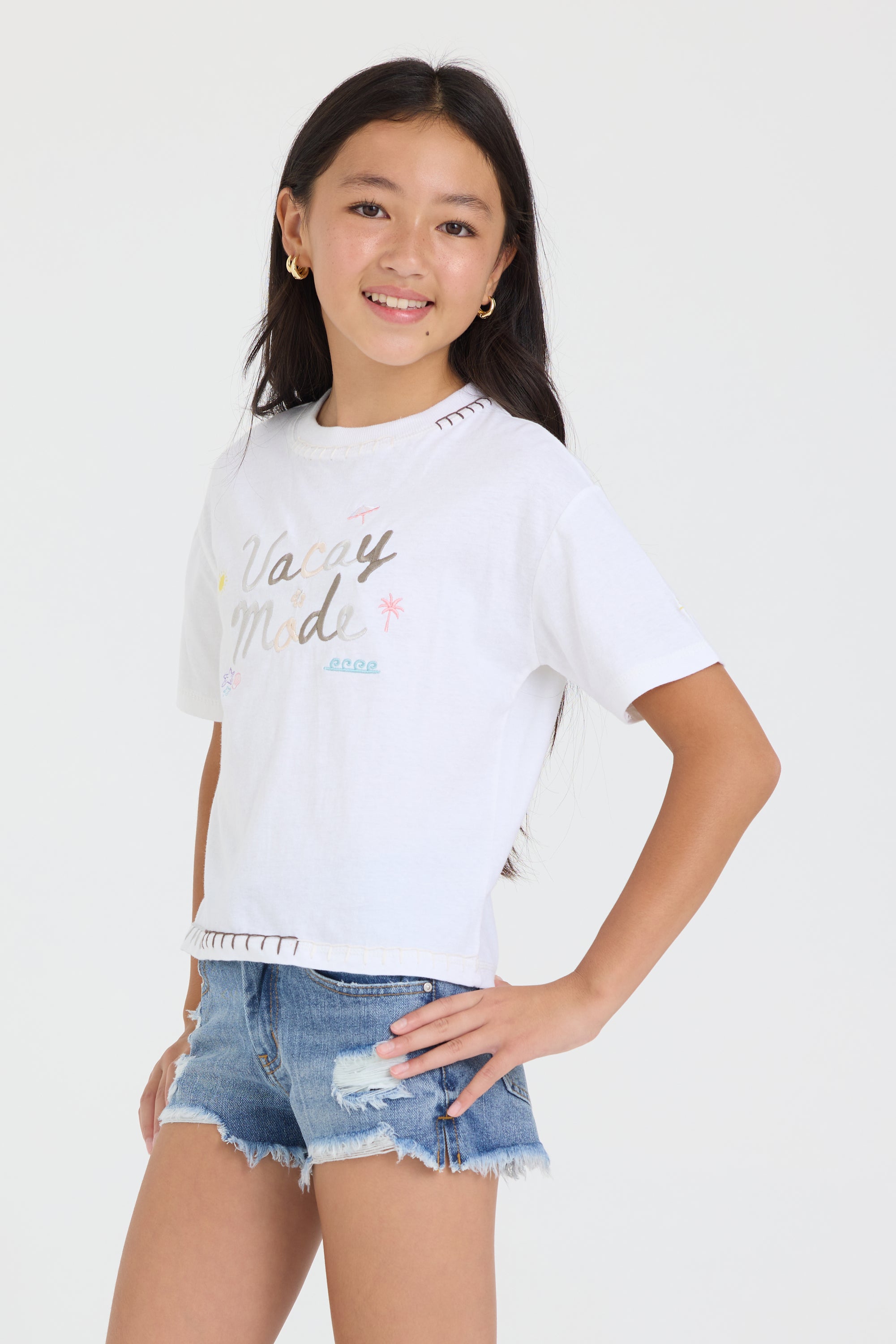 Kids Distressed Denim Short