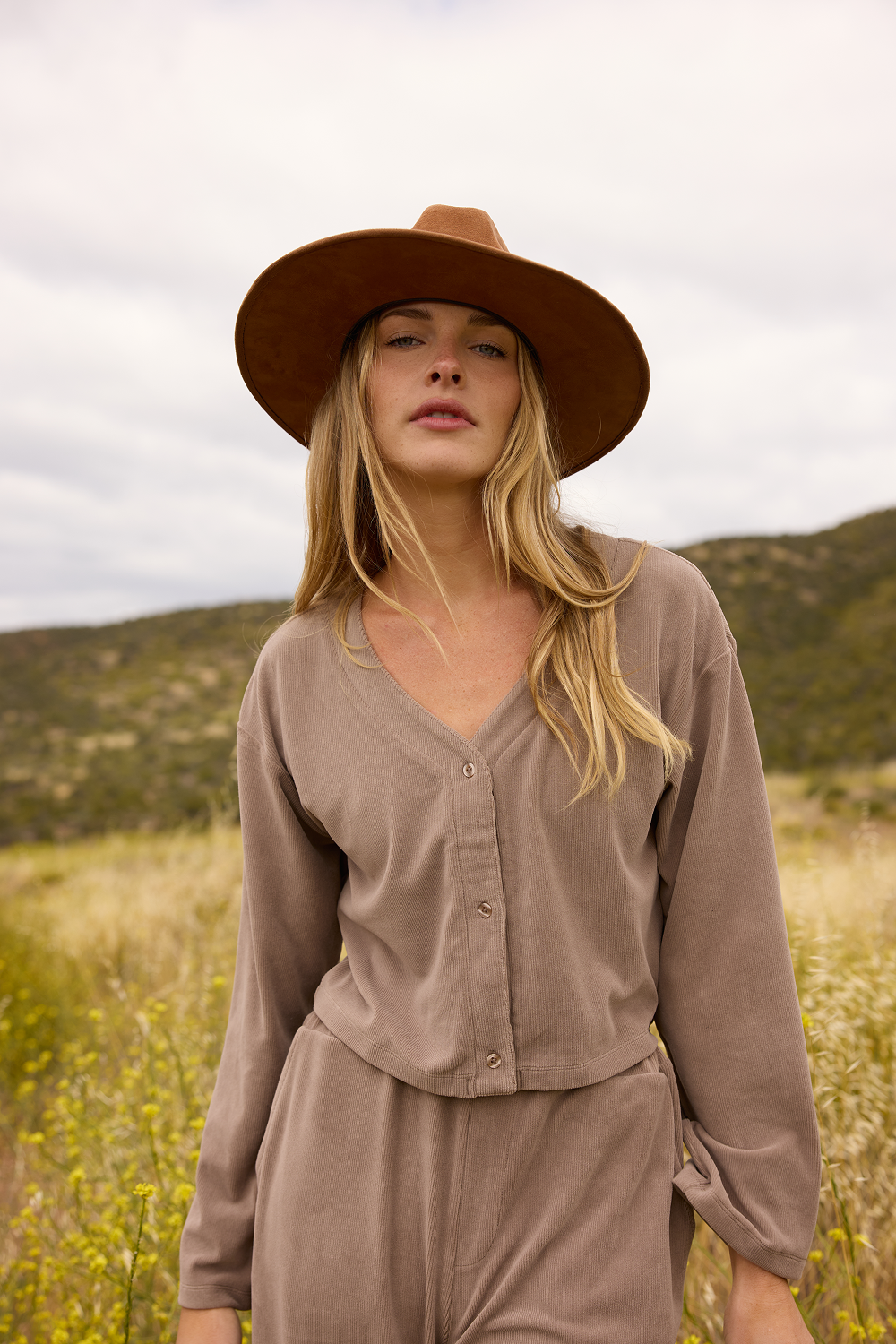 Luxe Cord Cardigan 2-Piece Set in Cocoa