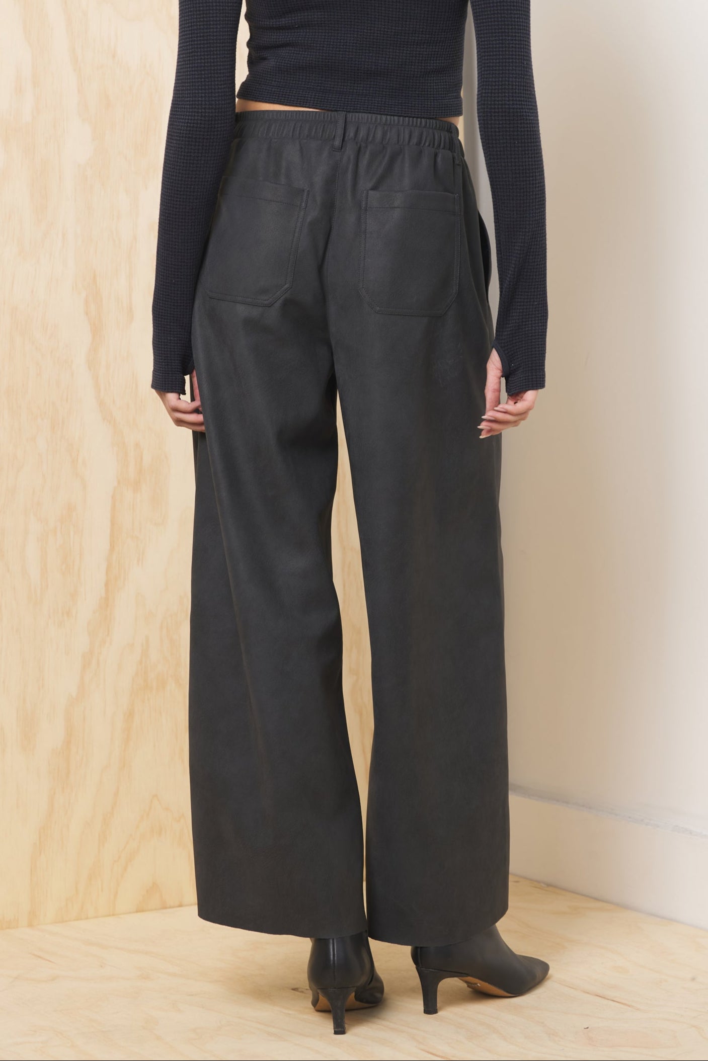 Faux Leather Wide Leg Pant