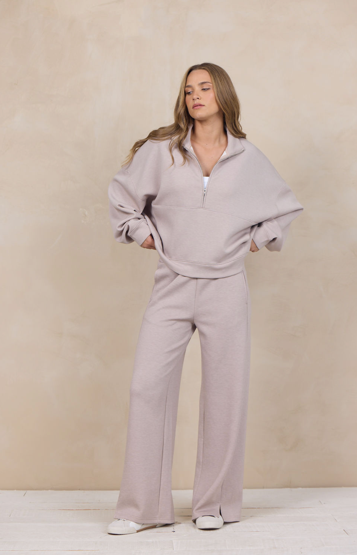 Heather Oatmeal Cloud Fleece Quarter Zip