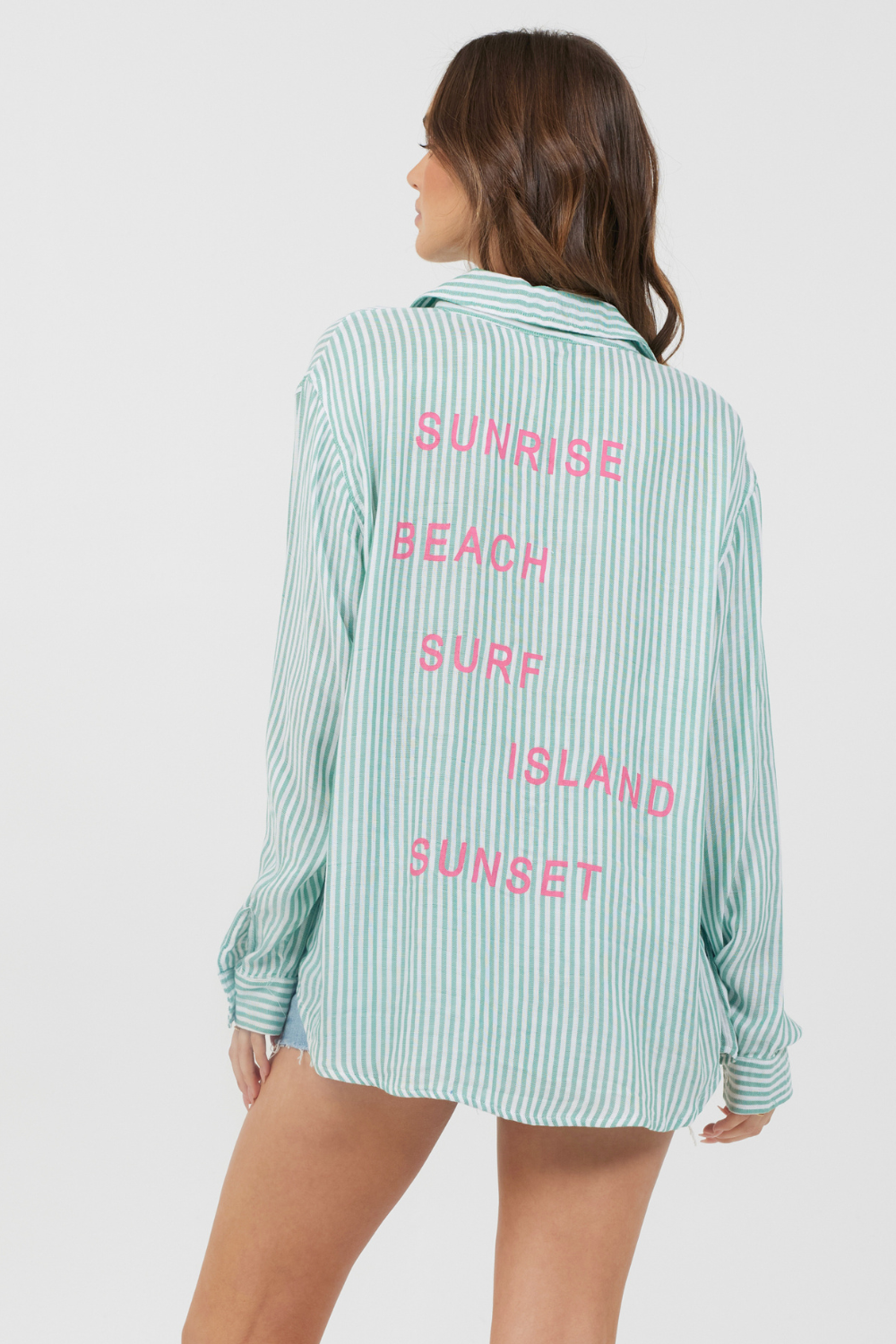 Green Stripe Beach Shirting