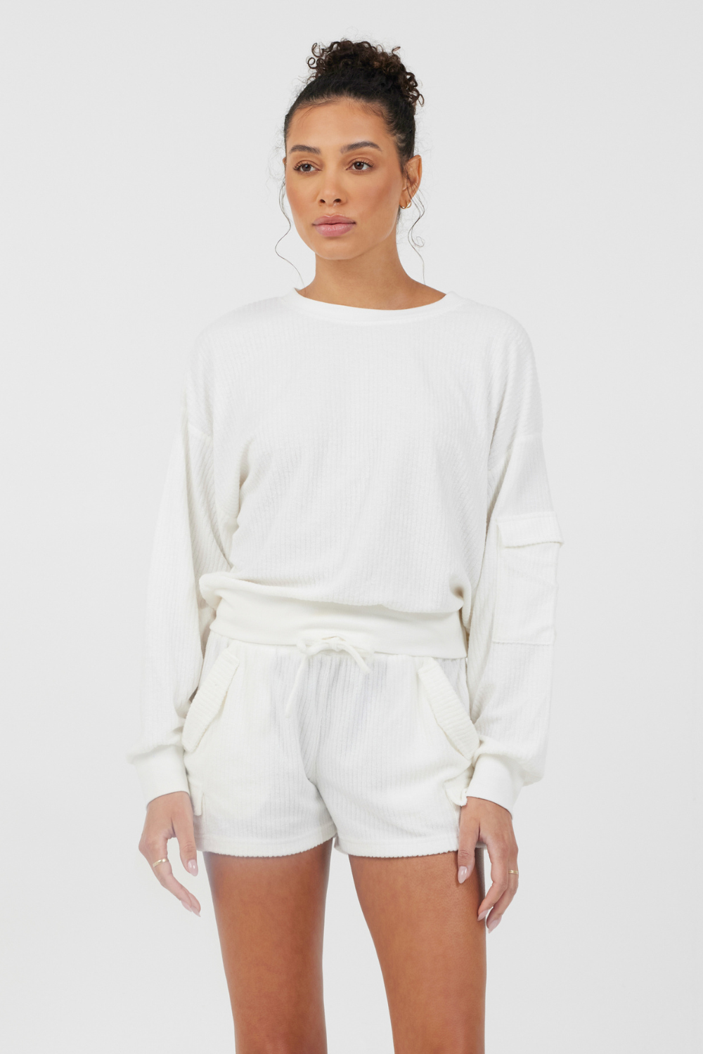 White Cord Terry Crewneck