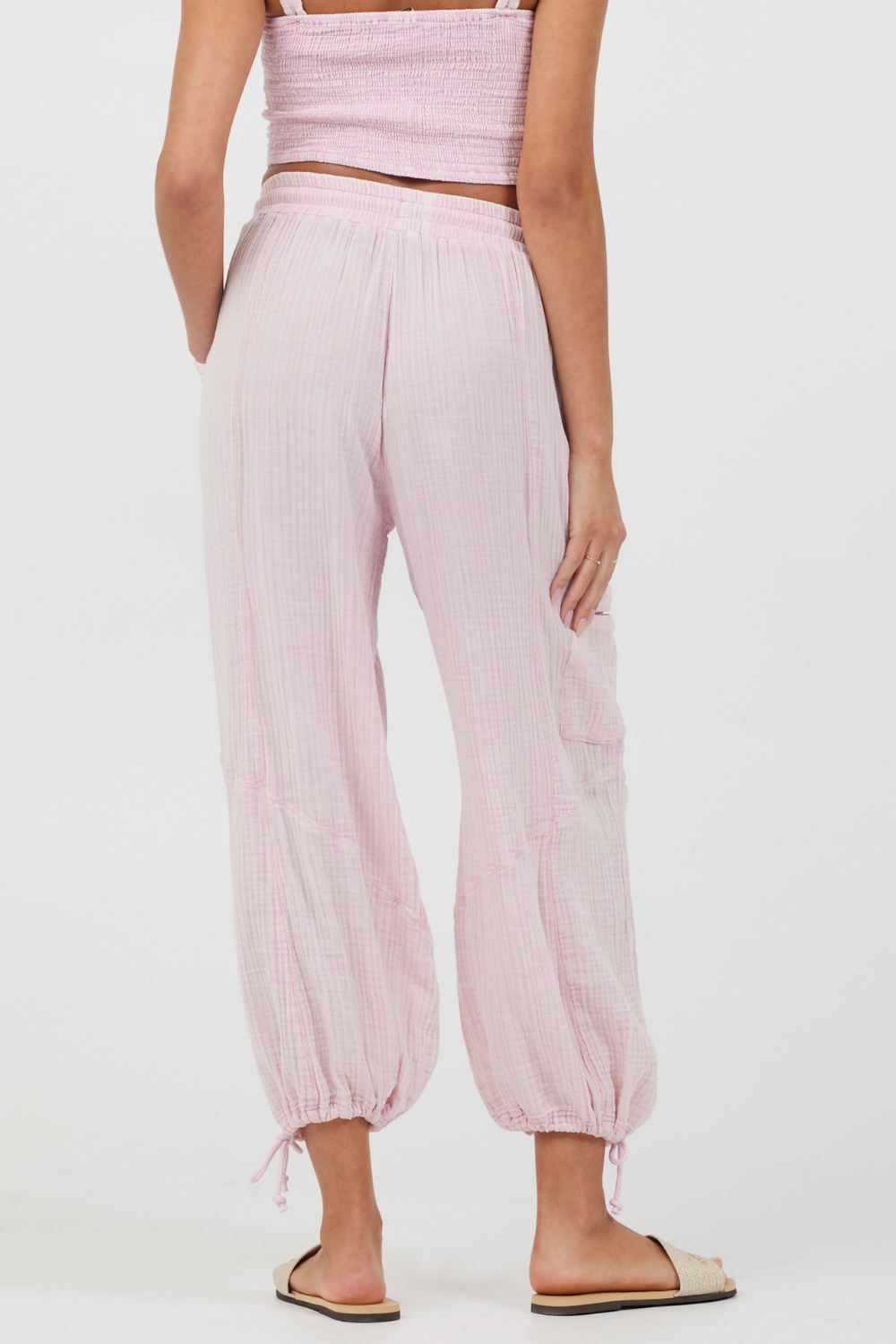 Washed Pink Gauze Balloon Pant