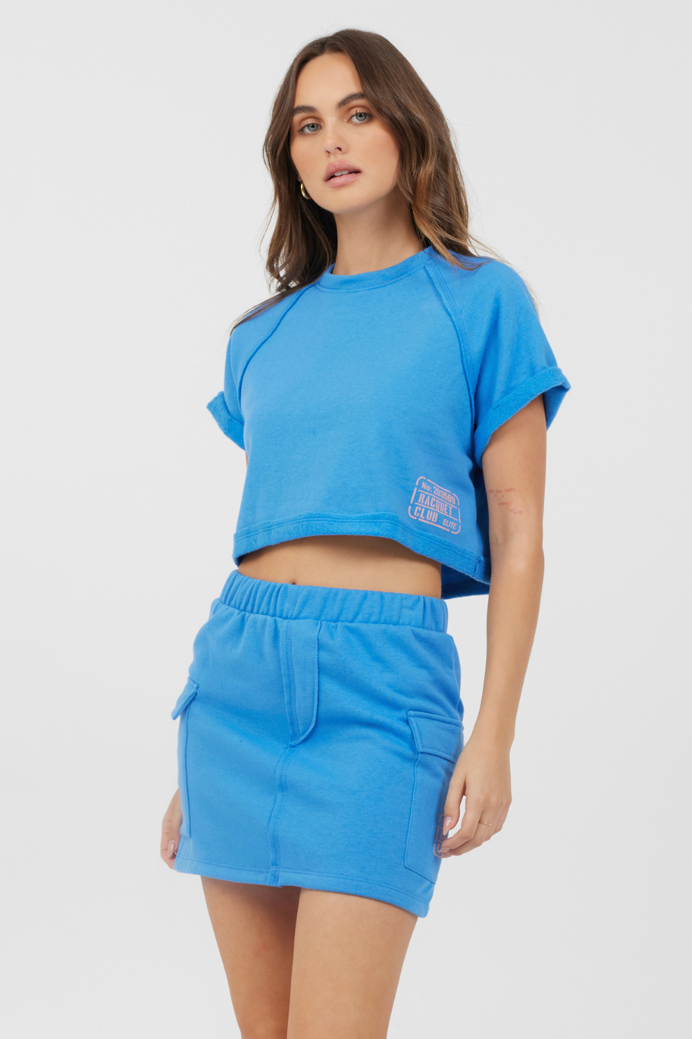 Azure Blue Fleece Tee w/ Print