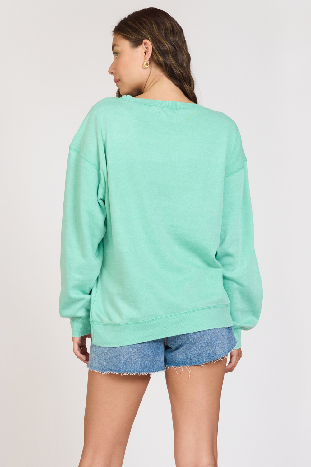 "Summer High" Surf Green Burnout Fleece Crewneck