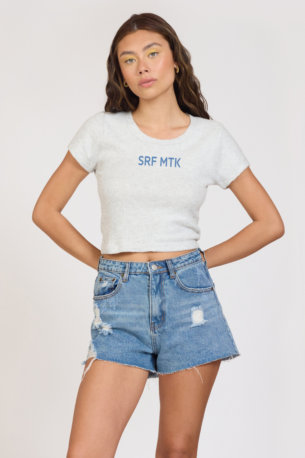 "Surf MTK" Harbor Grey Rib Hacci Cropped Tee