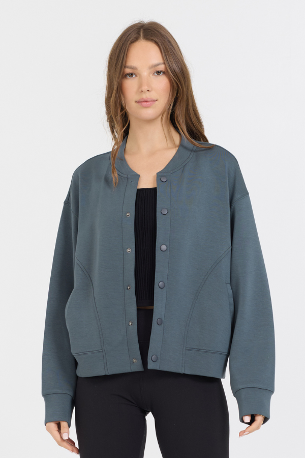 Mountain Grey Heavy Cloud Fleece Bomber Jacket