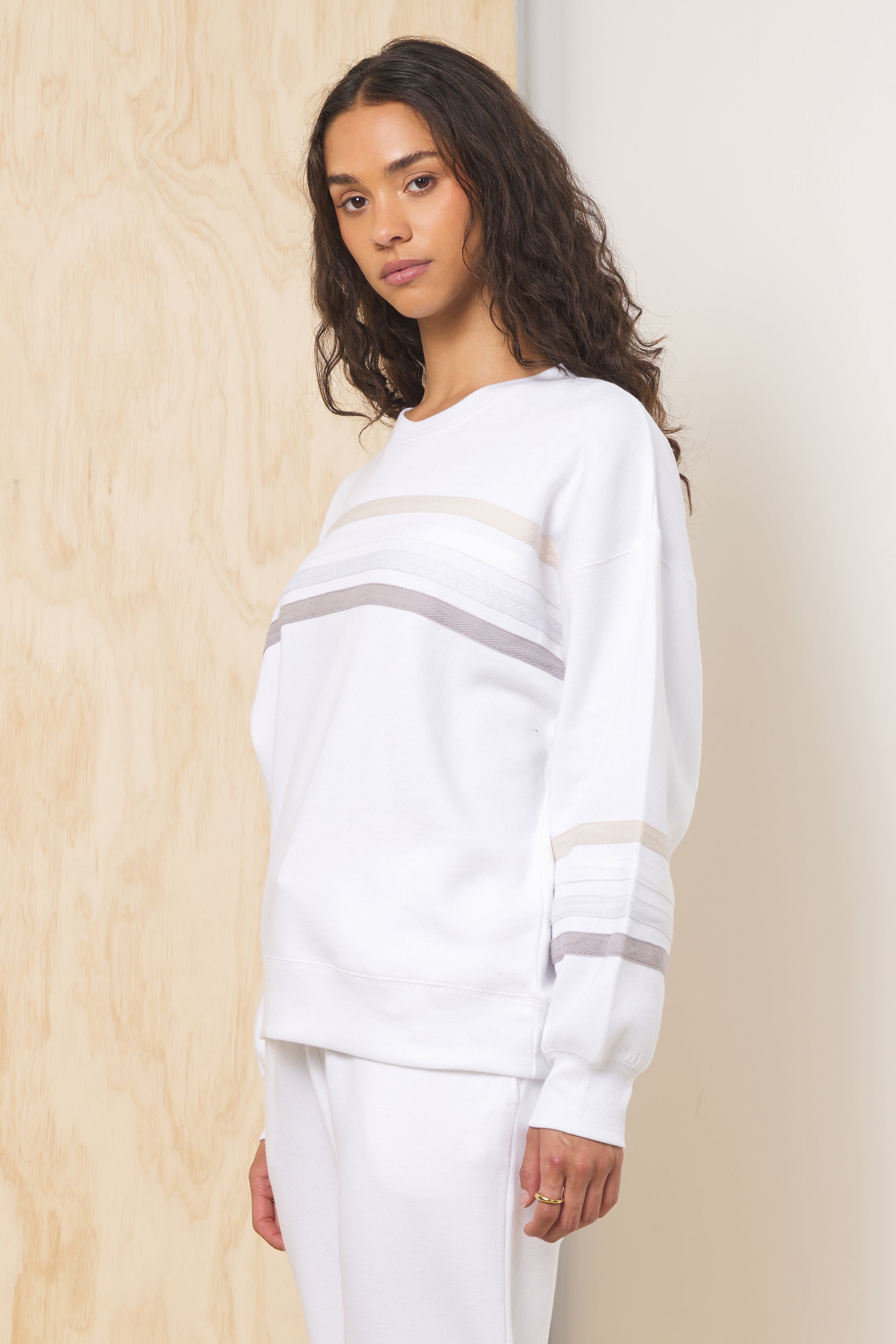 Stripe Burnout Fleece Crewneck
