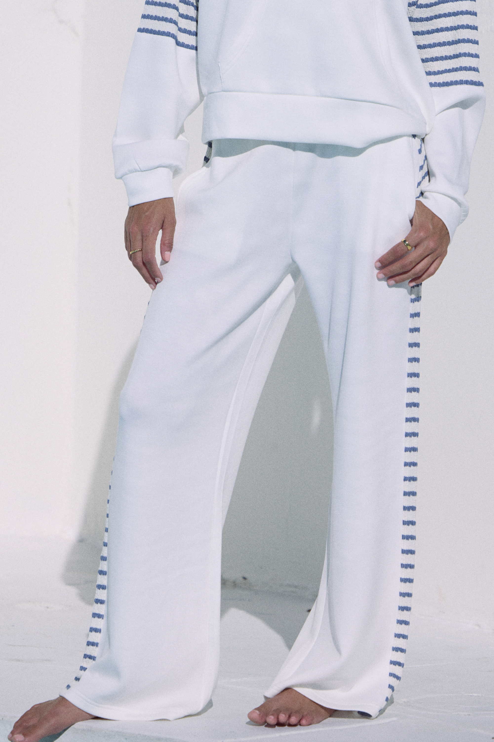 Wide Leg Pant with Striped Side