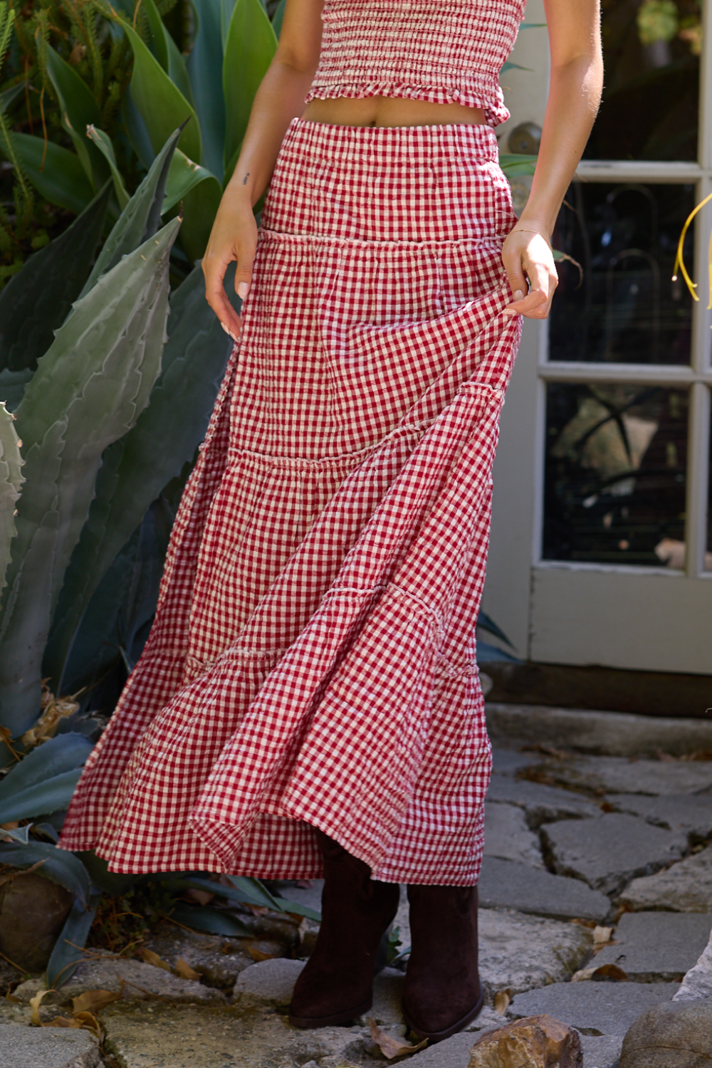 Woven Maxi Skirt with Slit