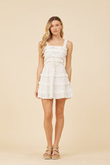 White Lacey Trim Layered Dress