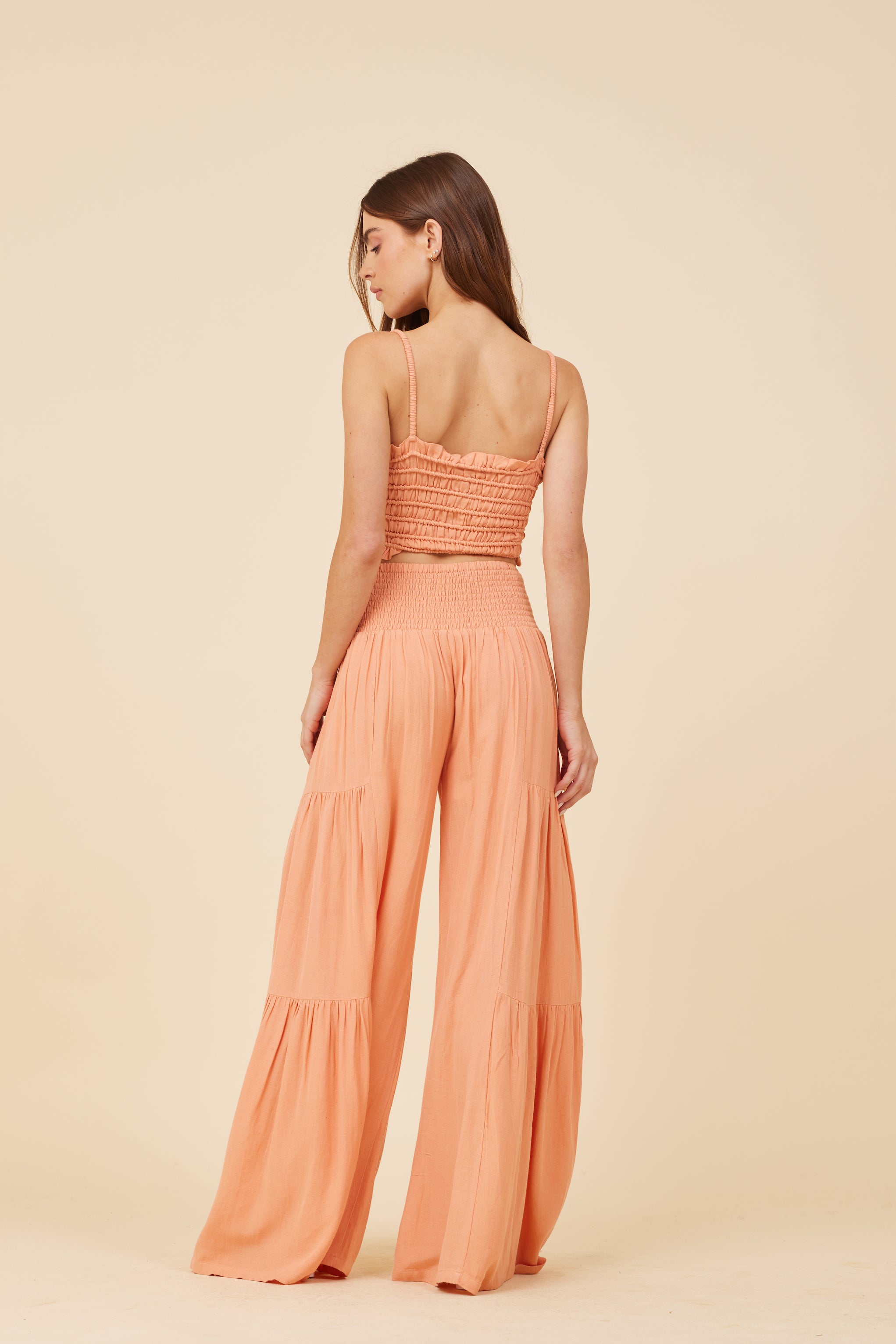 Peach Cotton Voille Front Button Tank