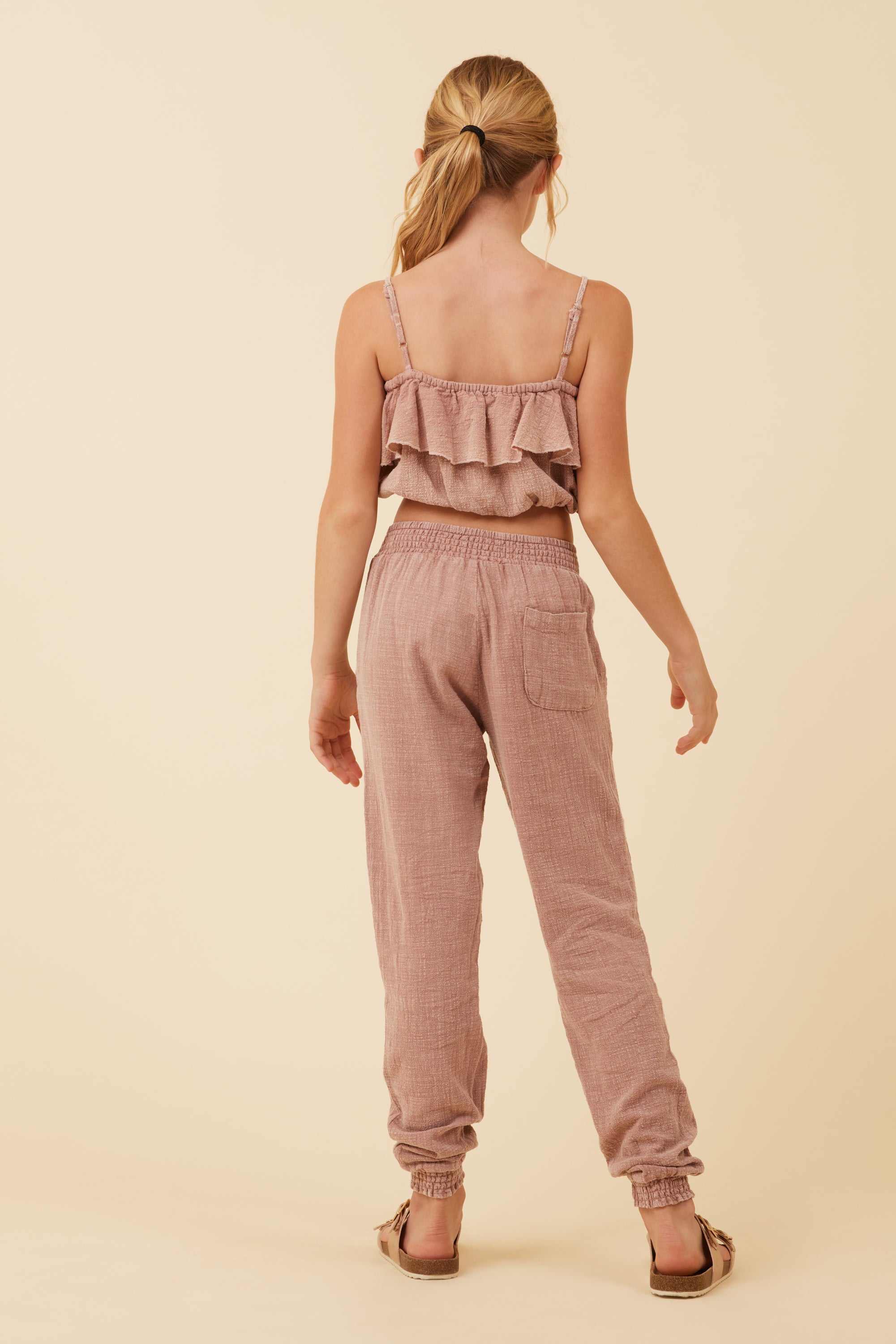 Washed Mauve Texture Ruffle Tube Top