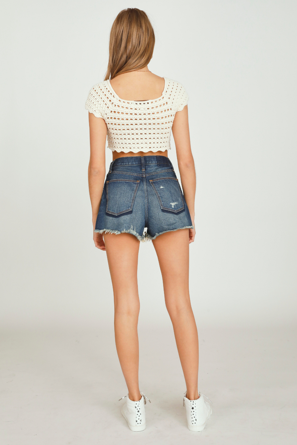 Natural Ivory Sweater Crochet Cinch Top