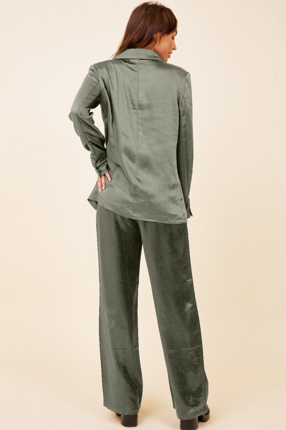 Silver Pine Heavy Satin Trouser