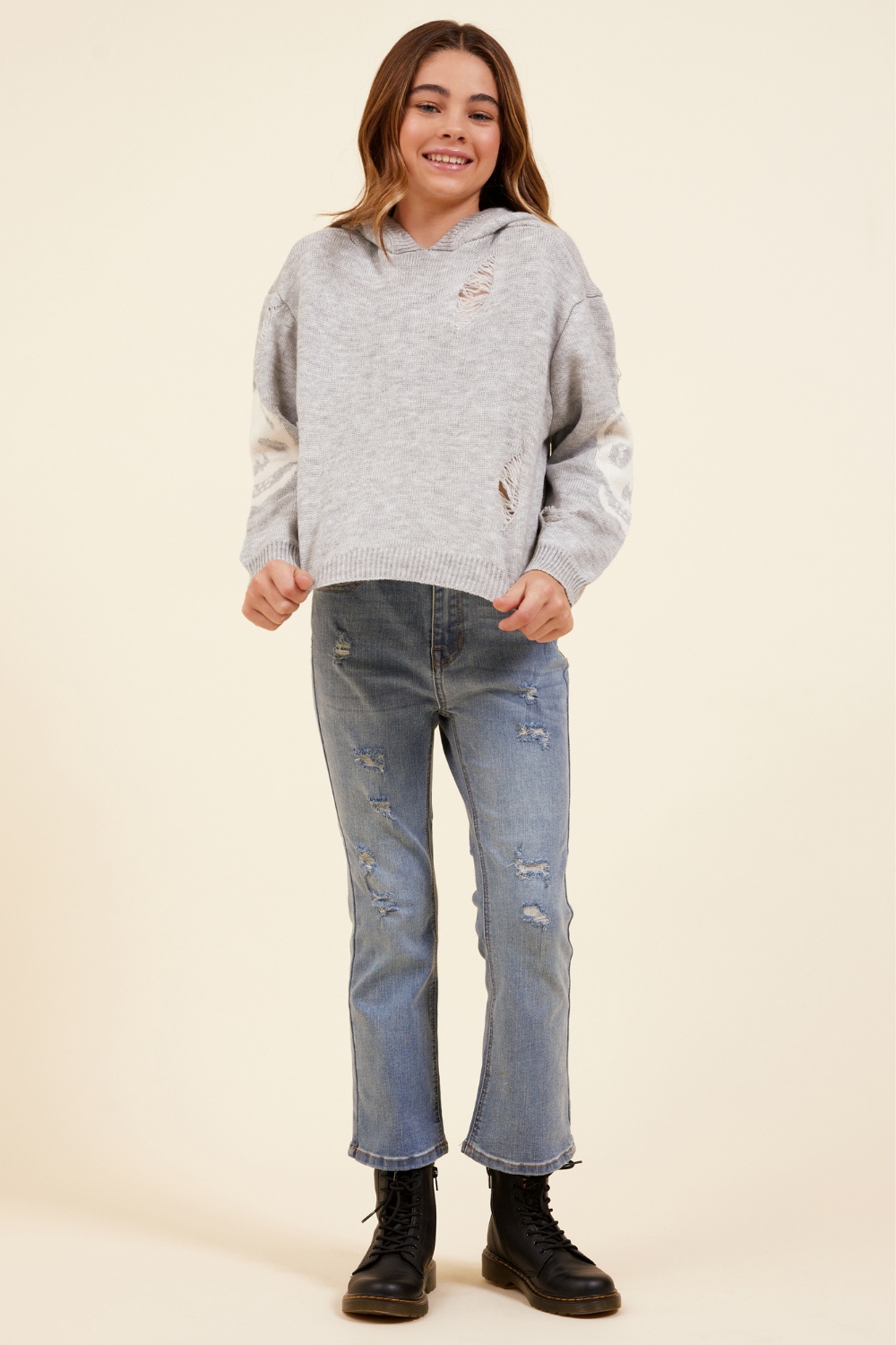 Skull Distressed Sweater Hoodie